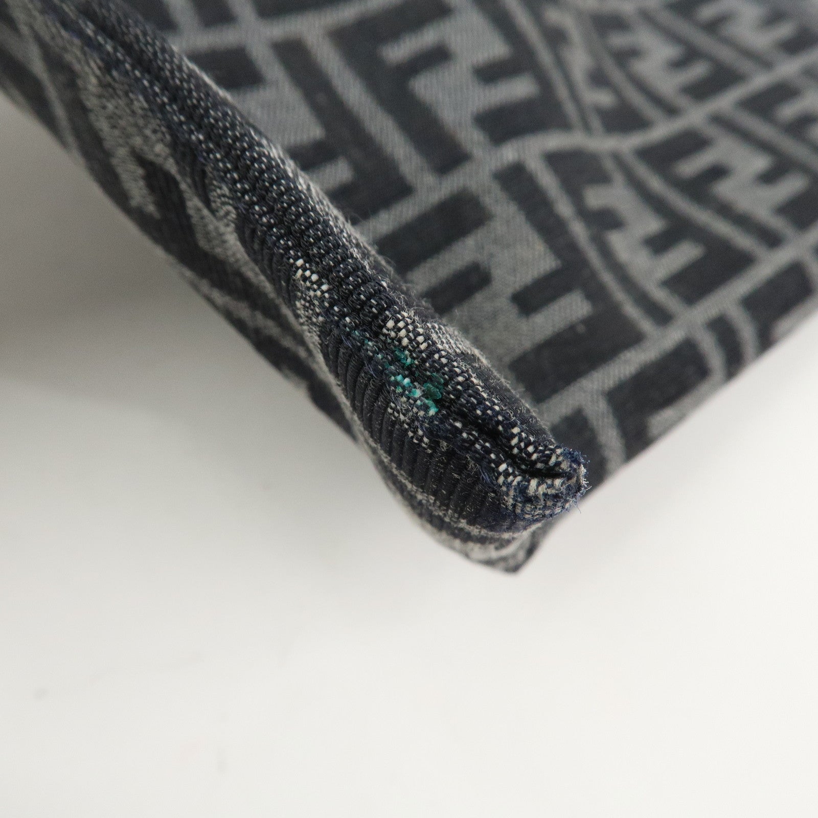 FENDI Zucca Flat Slim Canvas Leather Clutch Bag Navy 7N0134