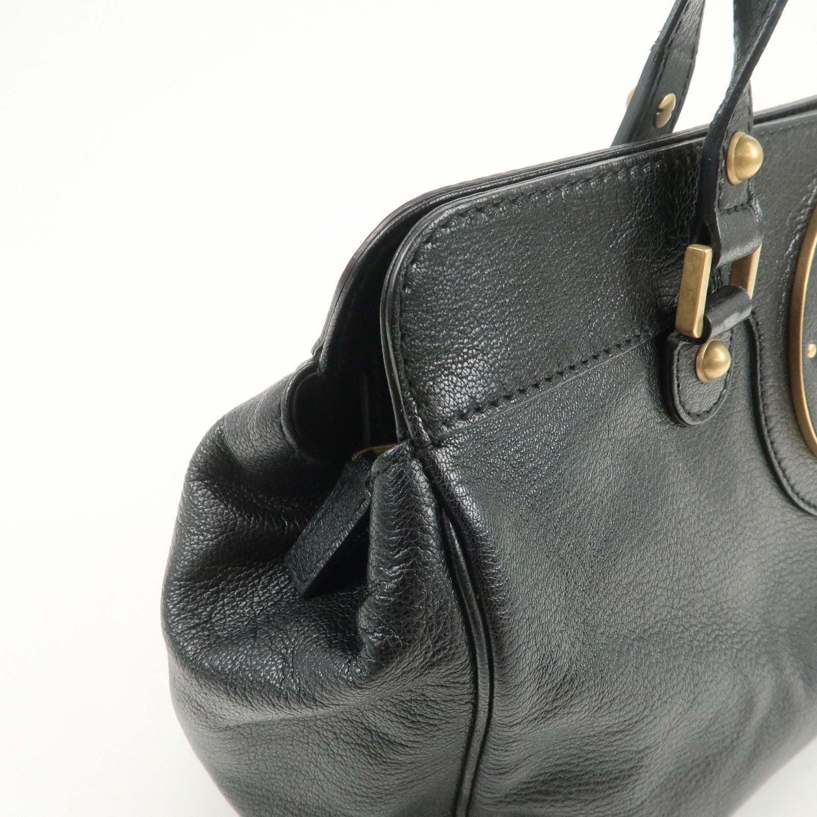 GUCCI Interlocking G Leather Hand Bag Shoulder Bag Black 121551