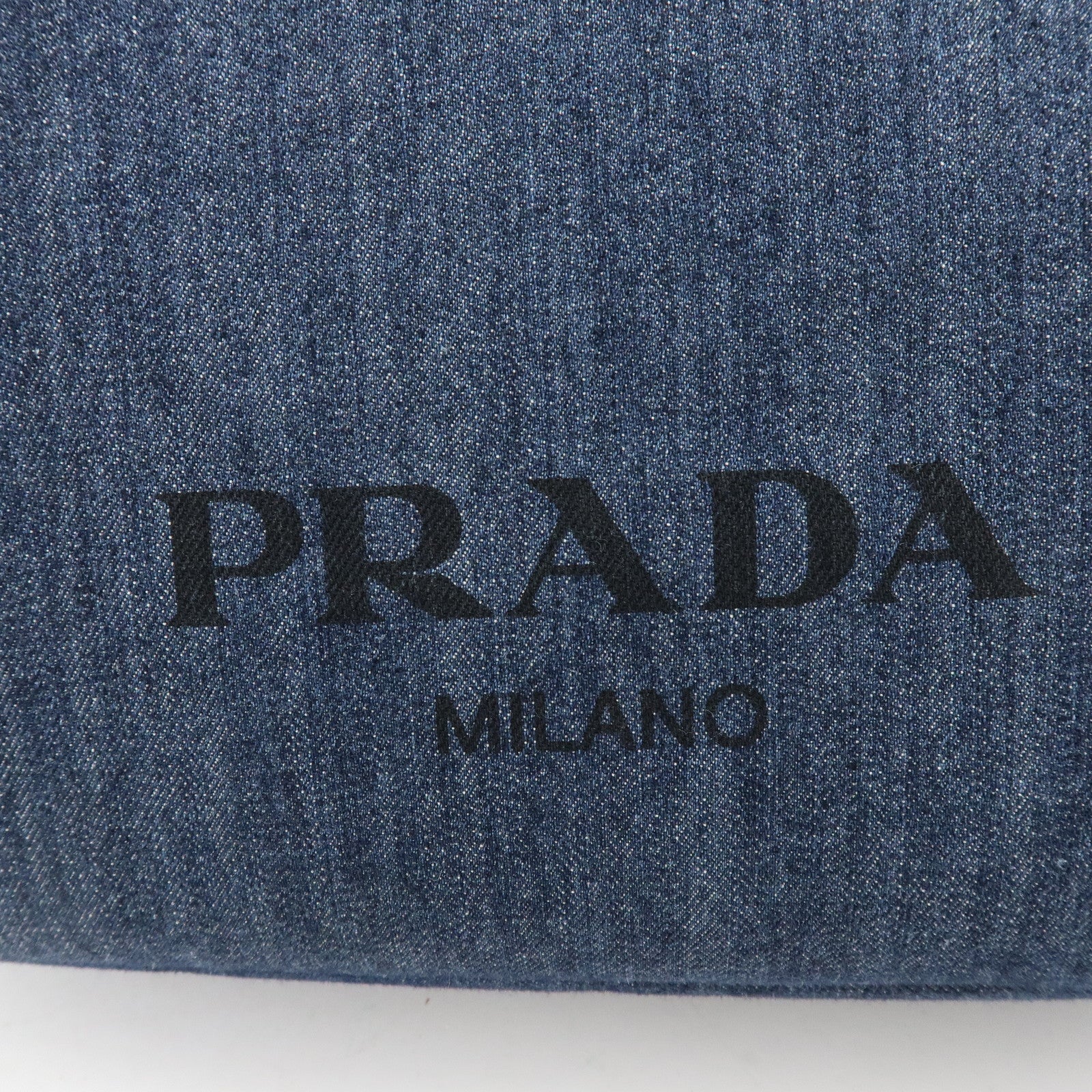 PRADA Logo Denim 2Way Bag Hand Bag Shoulder Bag Navy 1BG244