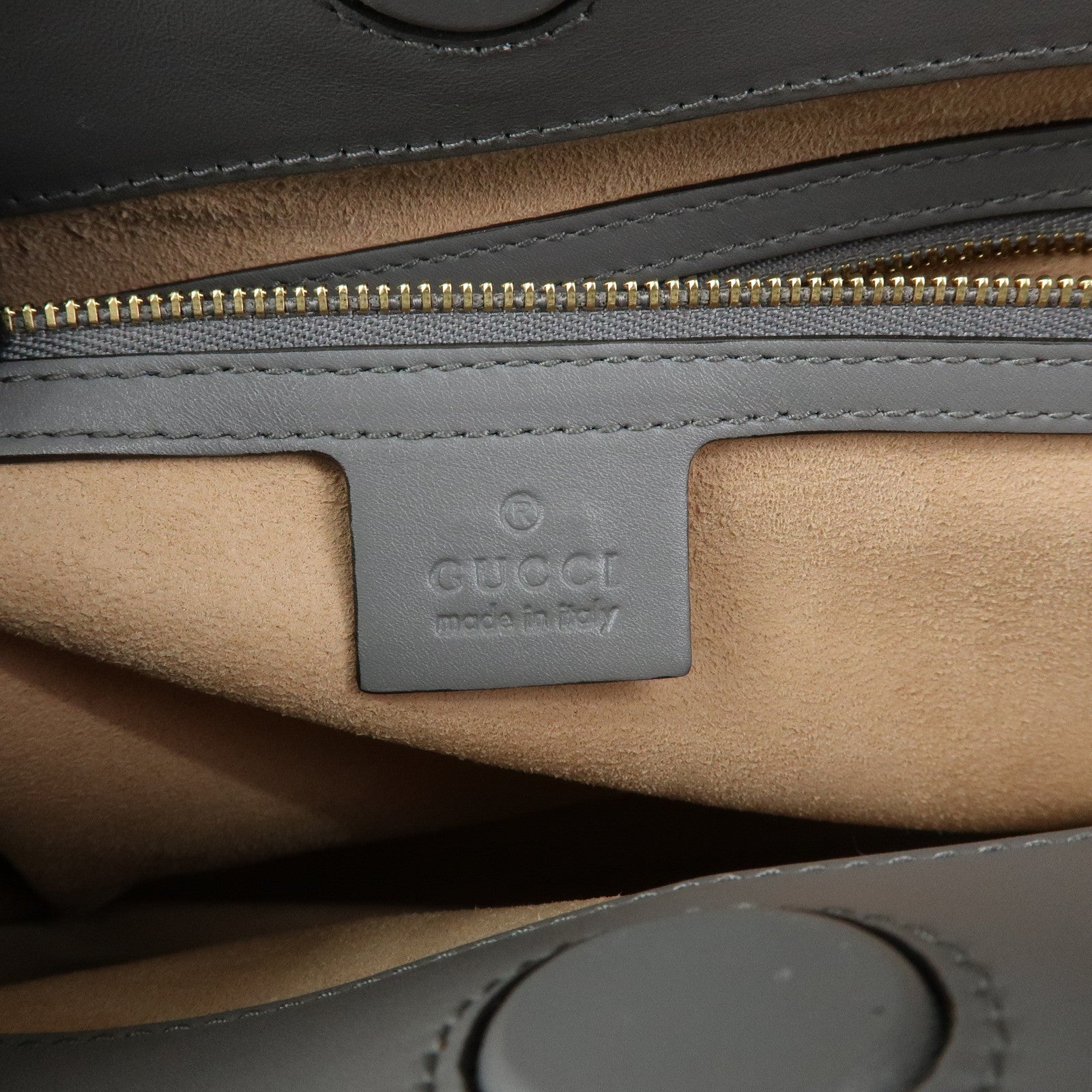GUCCI Sherry Bamboo Nymphaea Leather 2Way Bag Gray White 453764