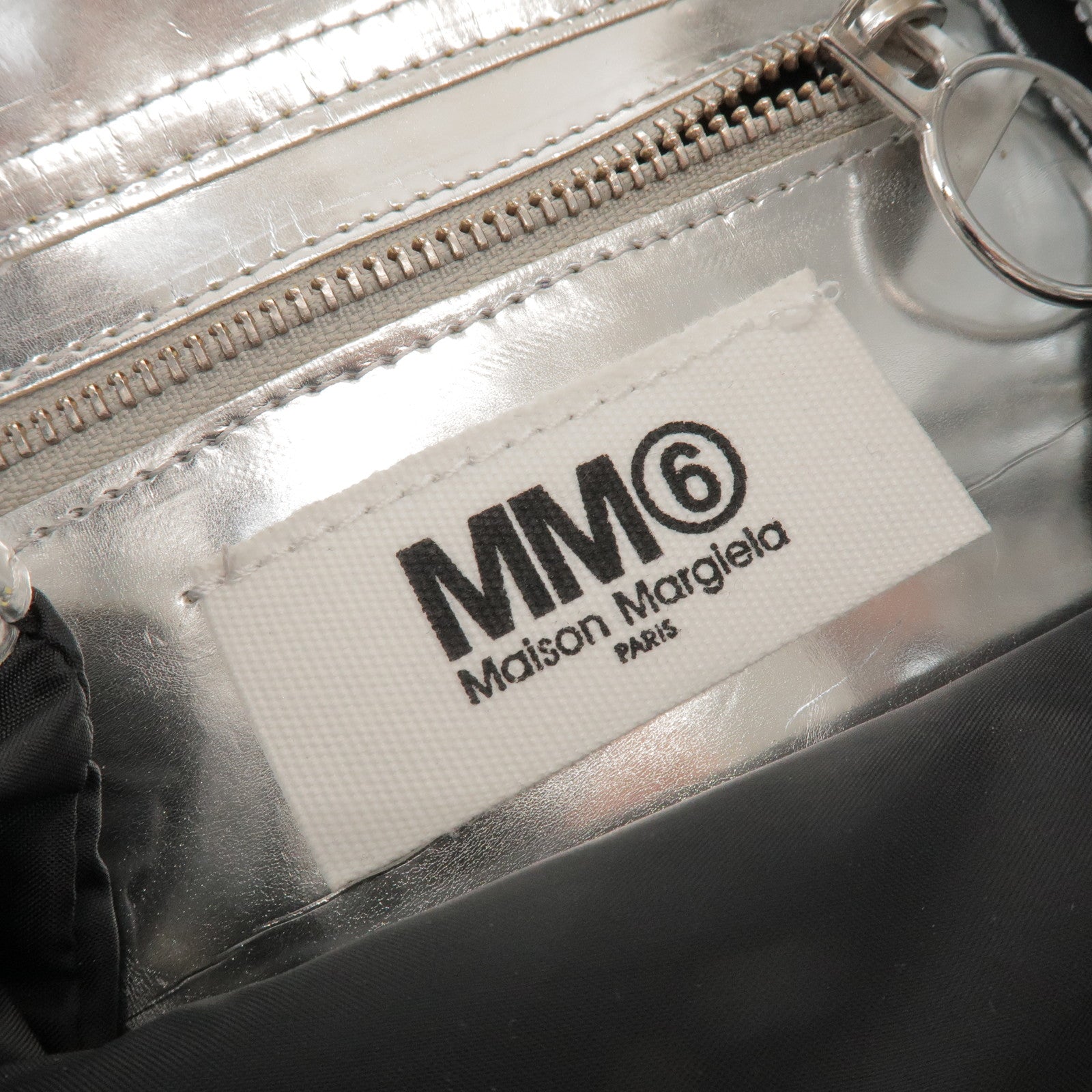 Maison Margiela MM6 Faux Leather Shoulder Bag Silver S41WC0015