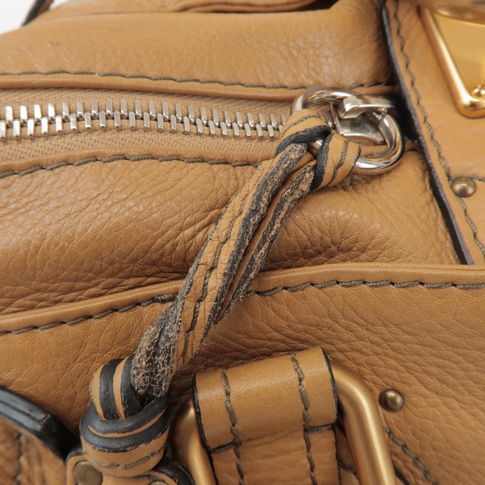 Chloe Paddington Leather Tote Bag Hand Bag Beige Brown