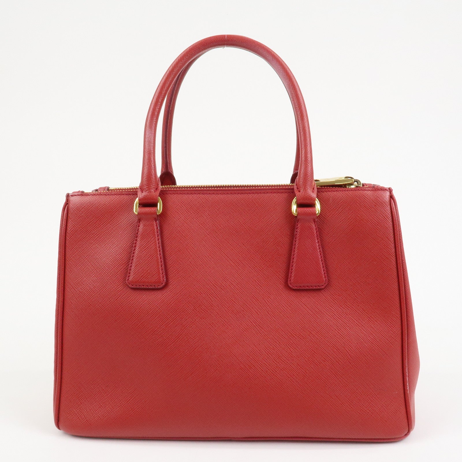PRADA Triangle Logo Saffiano Leather Galleria 2WAY Bag Red BN1874