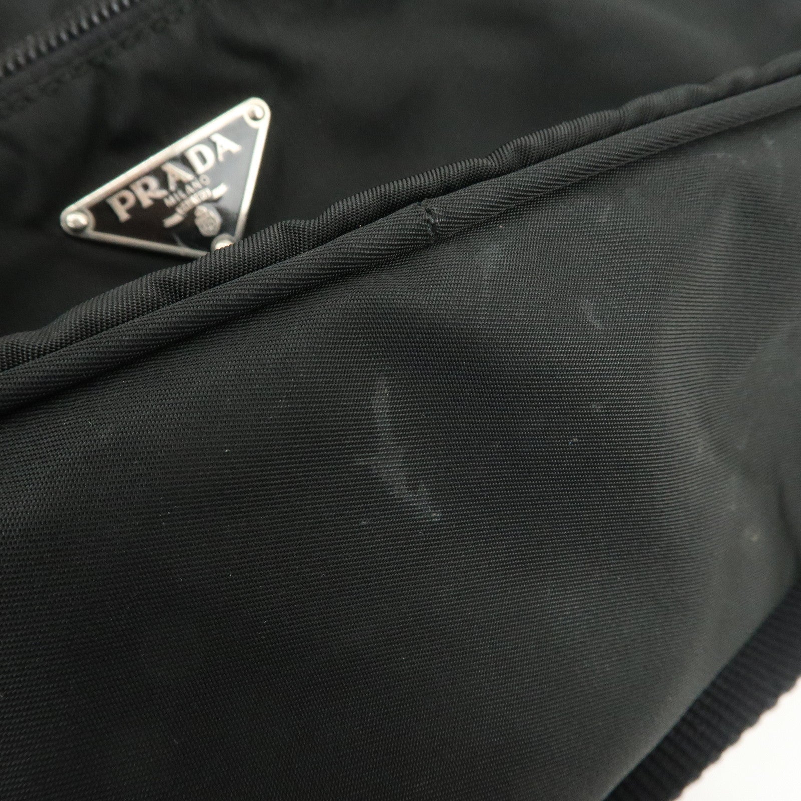 PRADA Triangle Logo Nylon Shoulder Bag Crossbody Bag Black BT0166