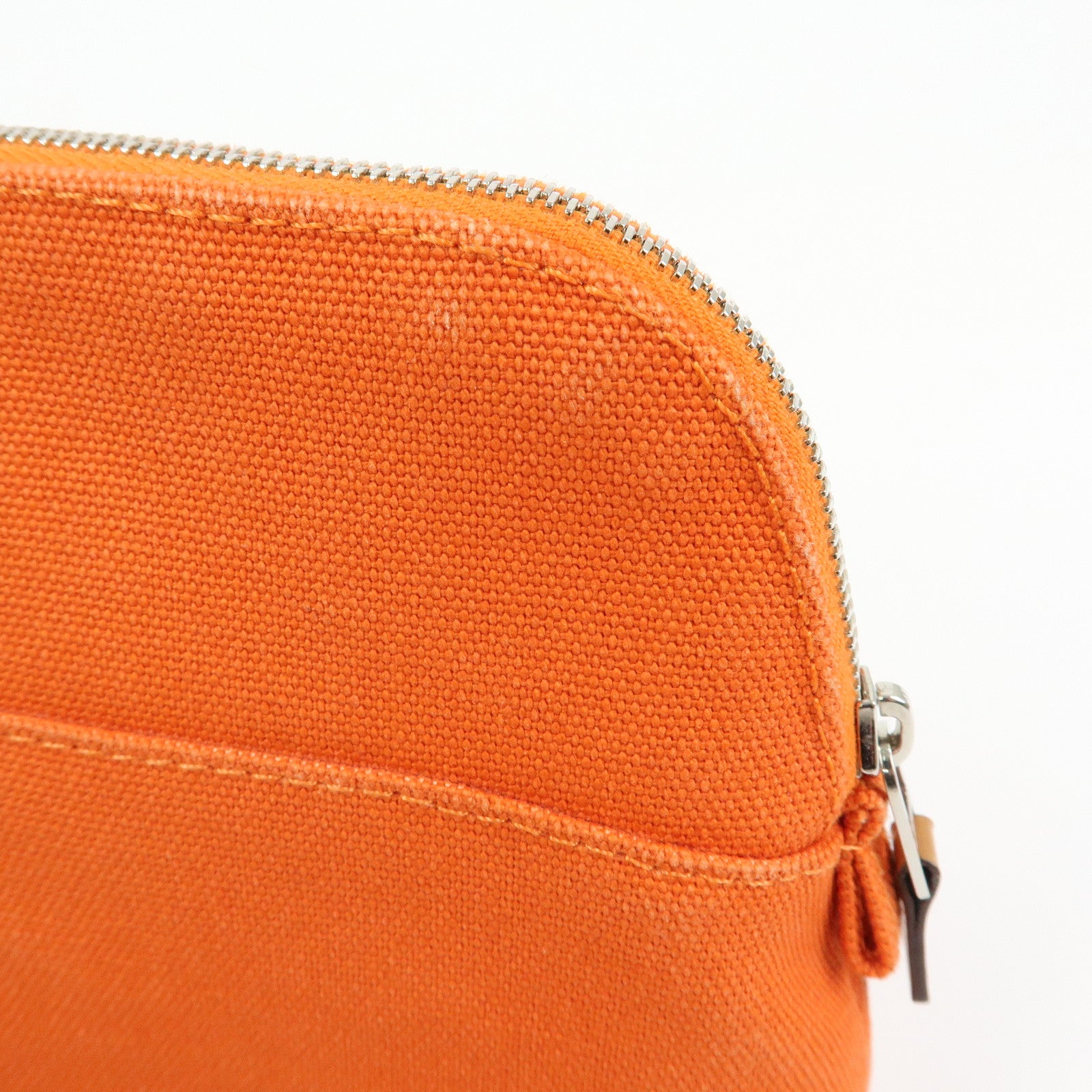 HERMES Bolide Pouch 20 Toile H Canvas Pouch Cosmetic Pouch Orange