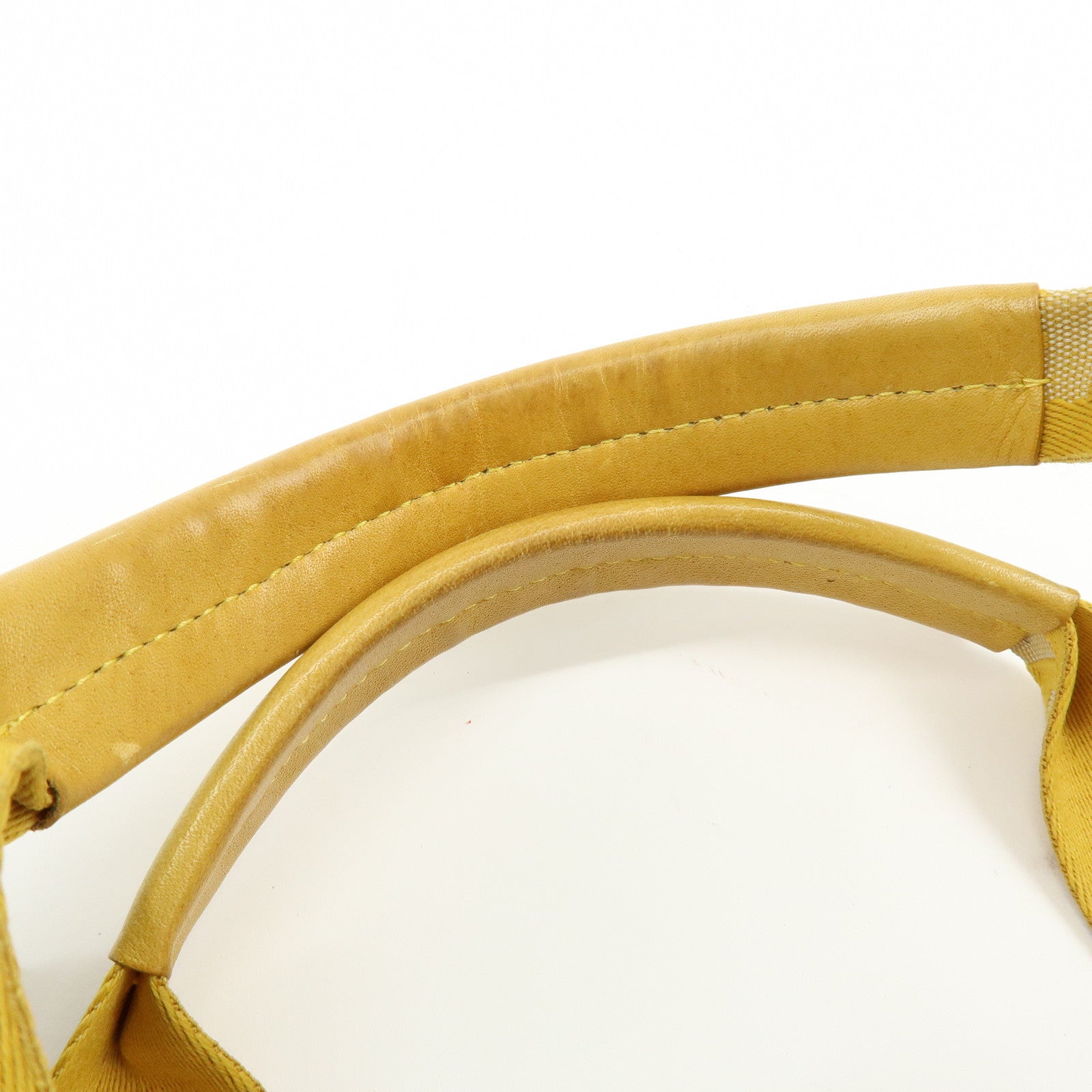 FENDI Zucca Canvas Leather Tote Bag Hand Bag Yellow Beige 8BN141MZH