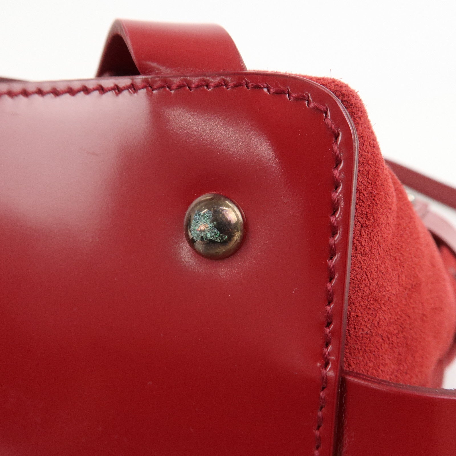 Ferragamo Gancini Suede Leather 2Way Bag Hand Bag Shoulder Bag Red