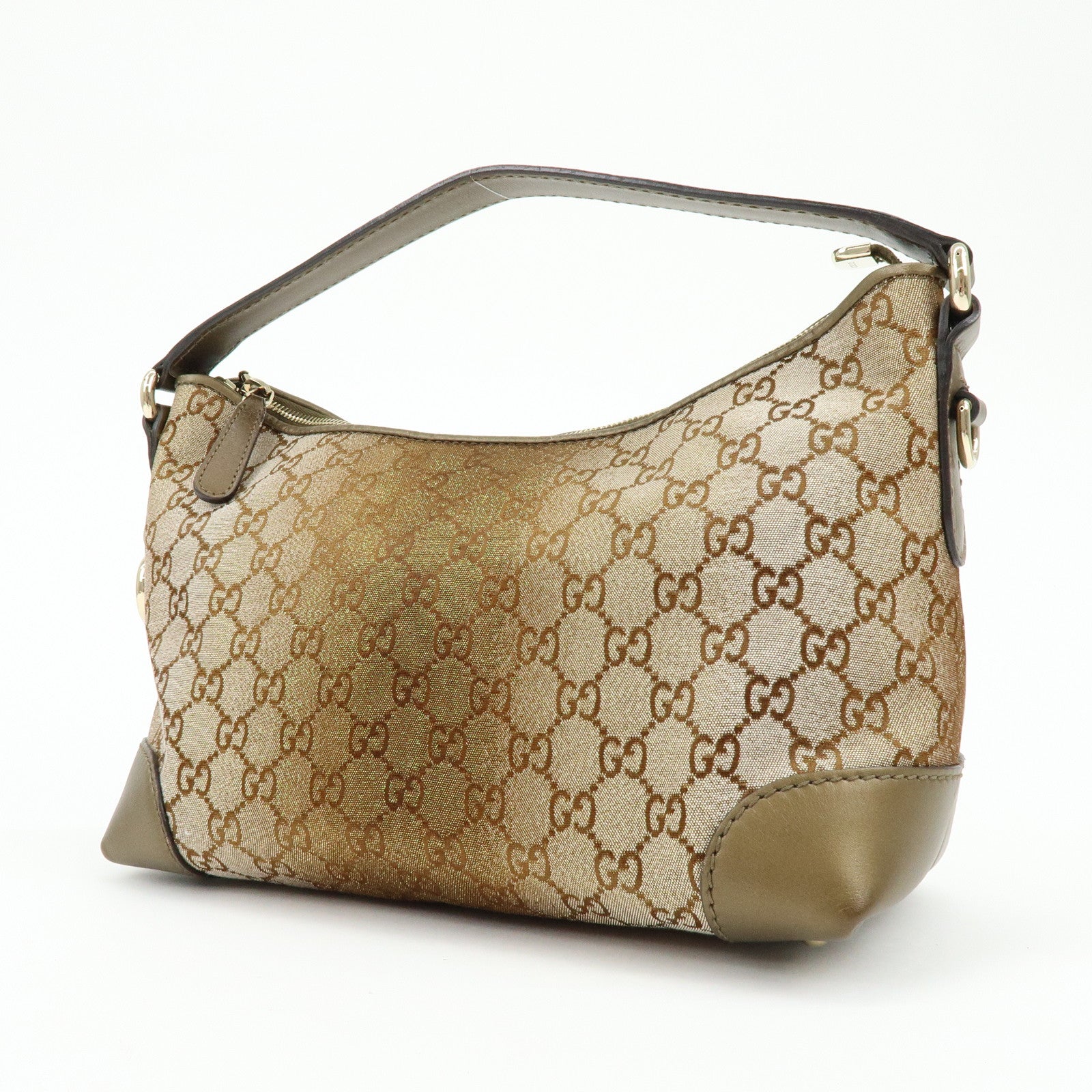 GUCCI Bamboo Lovely Heart Horsebit Shoulder Bag Beige Khaki 269959