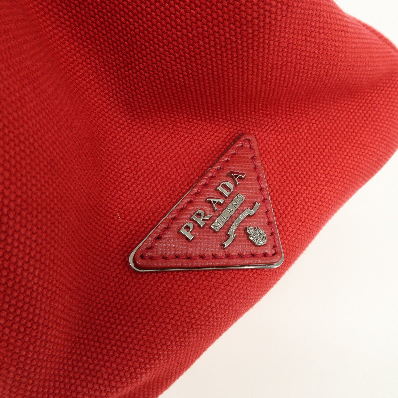 PRADA Canapa Mini Canvas Hand Bag Castilian Red BN2439