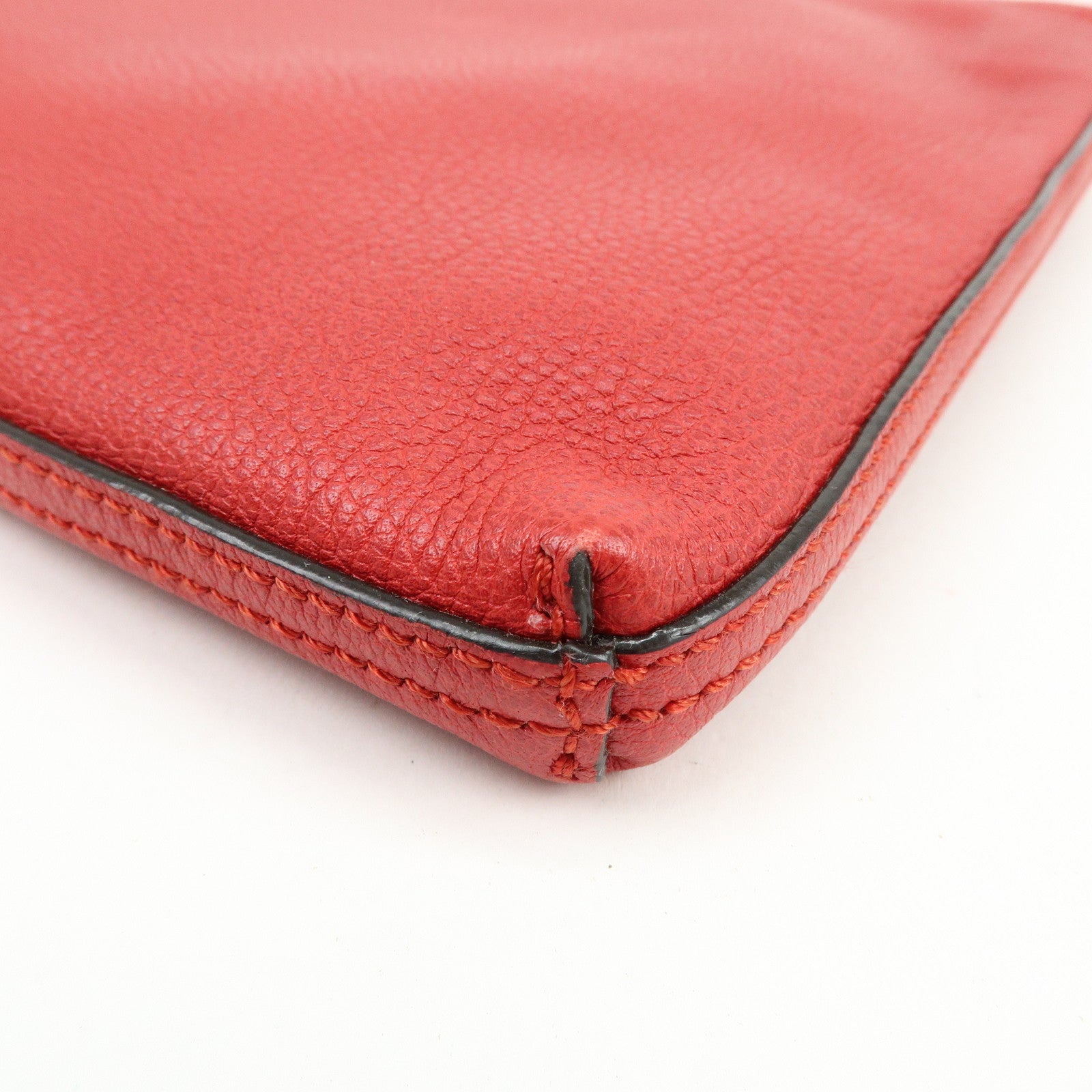GUCCI Vintage Logo Medium Portfolio Leather Clutch Bag Red 500981