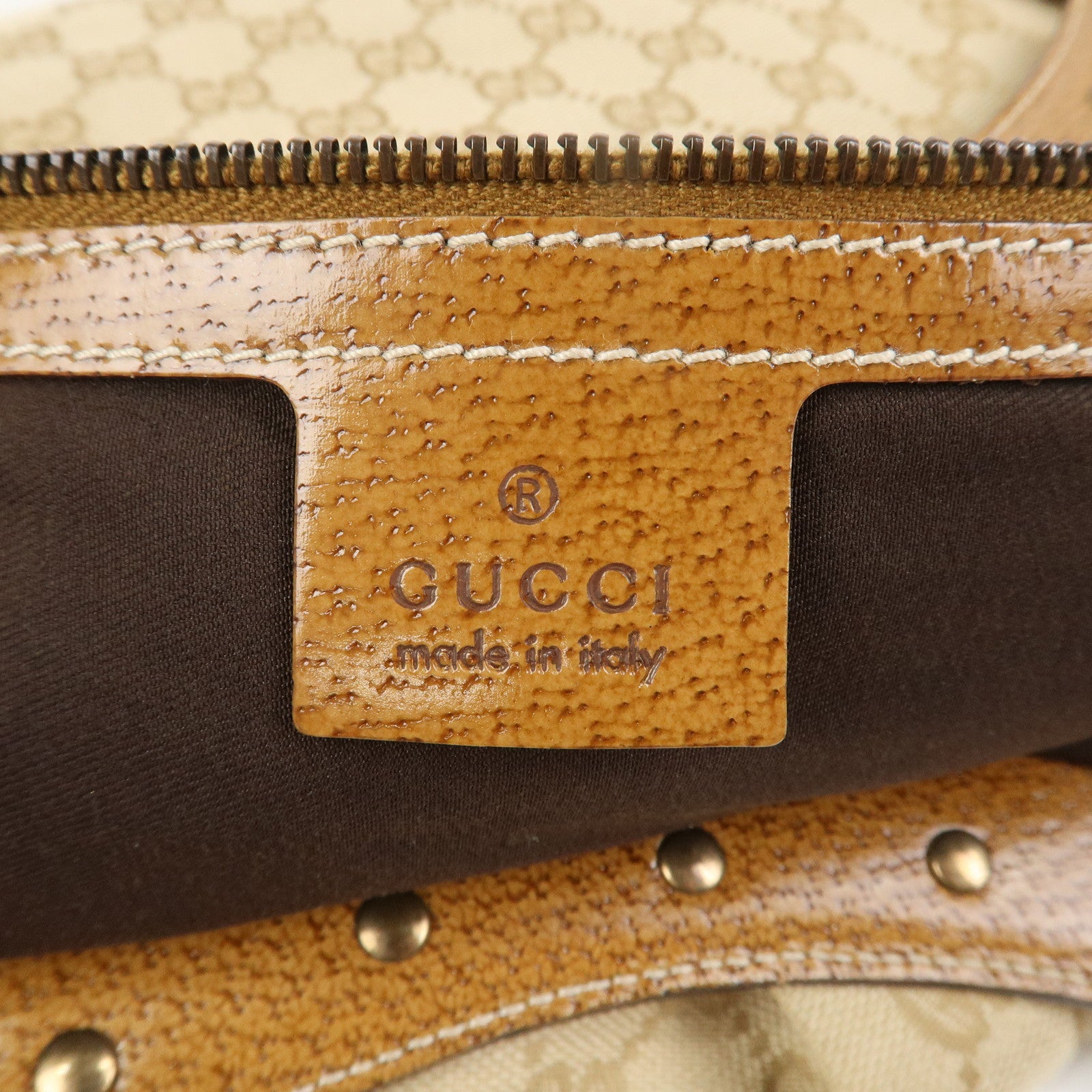 GUCCI Bamboo GG Canvas Leather Shoulder Bag Hand Bag Beige 124293