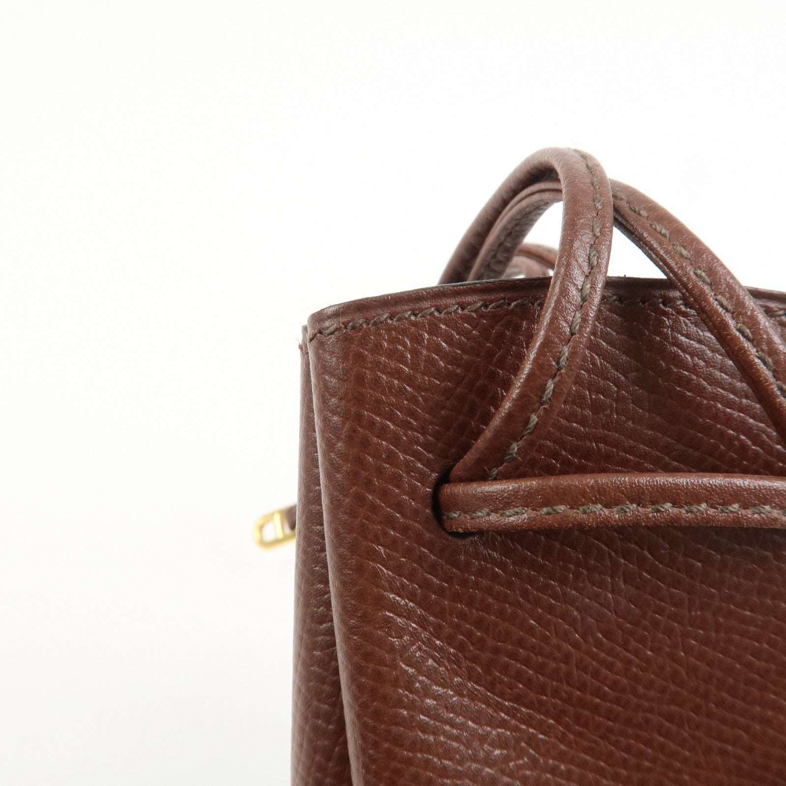 HERMES Vespa Courchevel Calf Leather □A Stamped Pouch Hand Bag