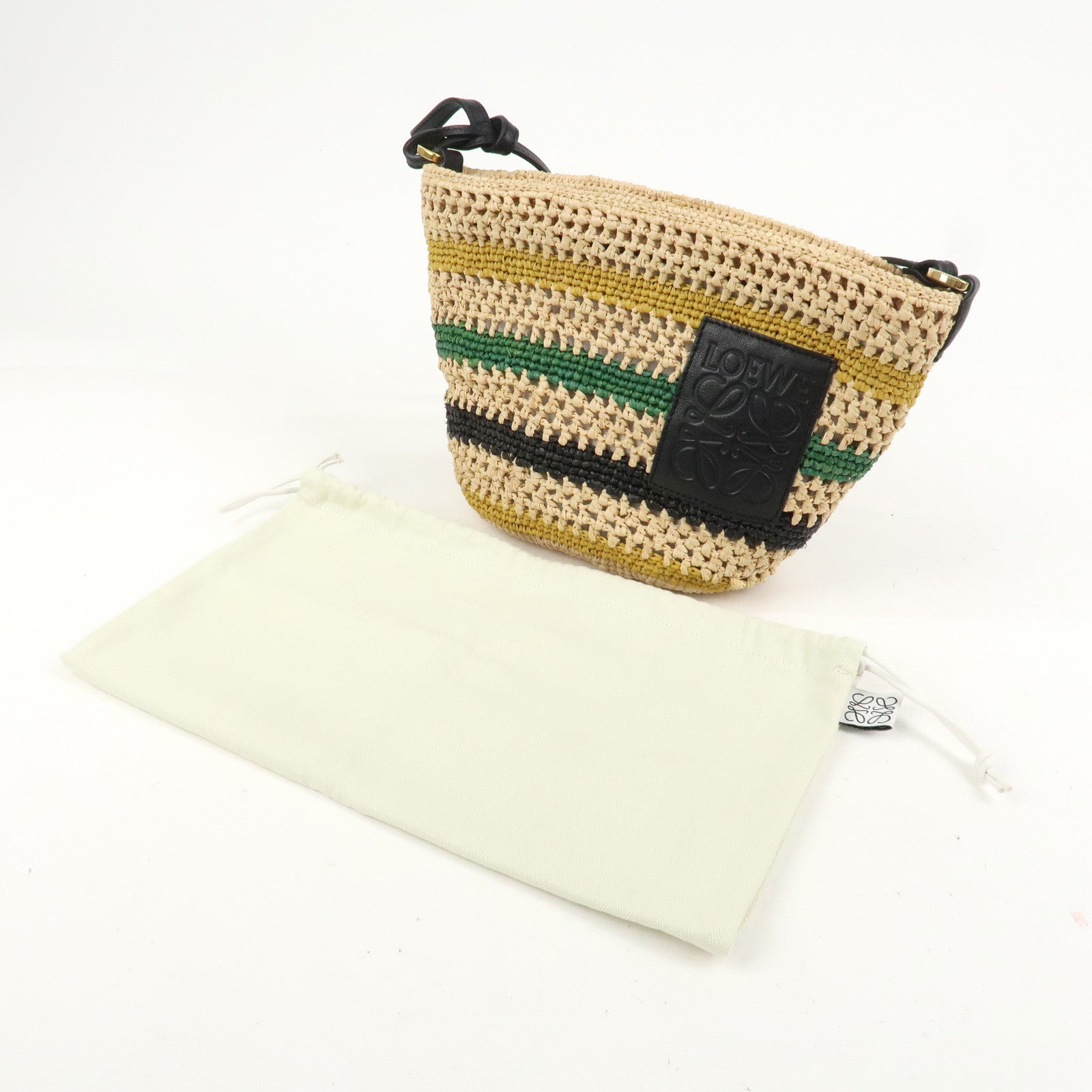 LOEWE Raffia Leather Pochette Bag Shoulder Bag Natural