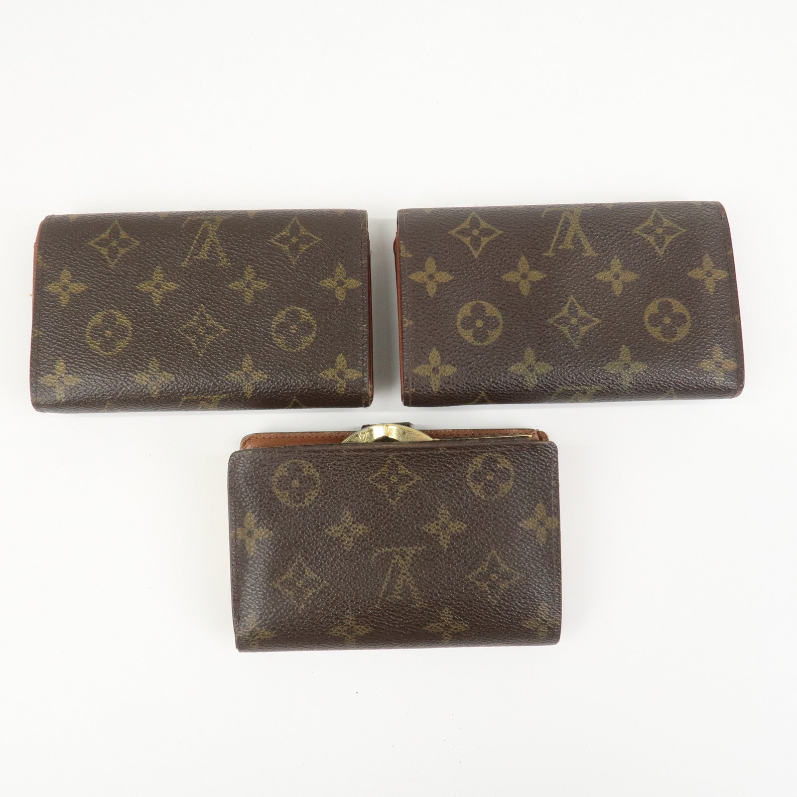 Louis Vuitton Monogram Set of 3 Bi-fold Wallets Brown M61730/M61663