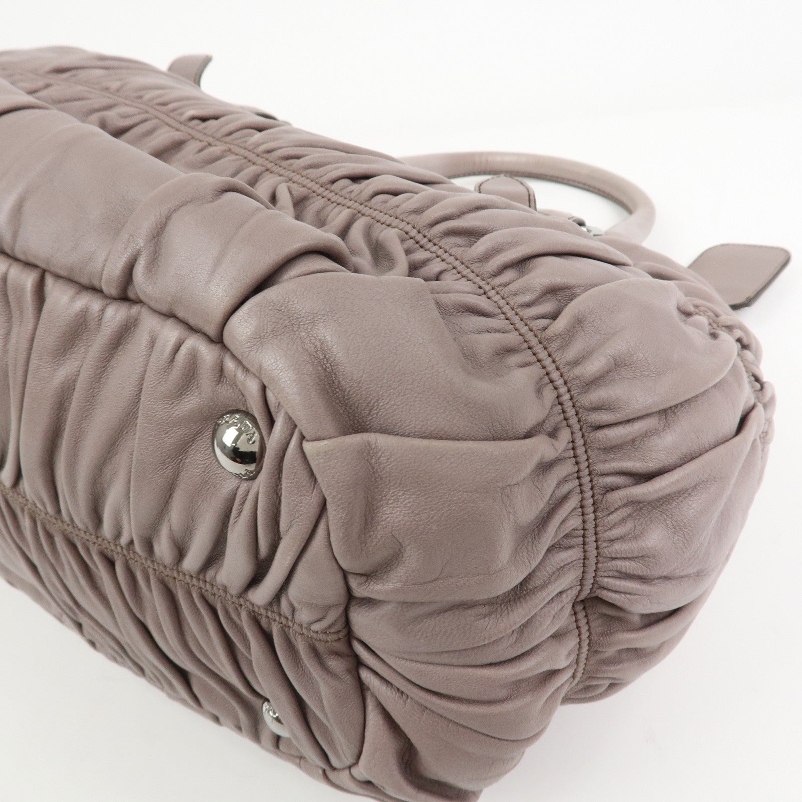 PRADA Logo Nappa Leather 2Way Bag Shoulder Bag Hand Bag Gray