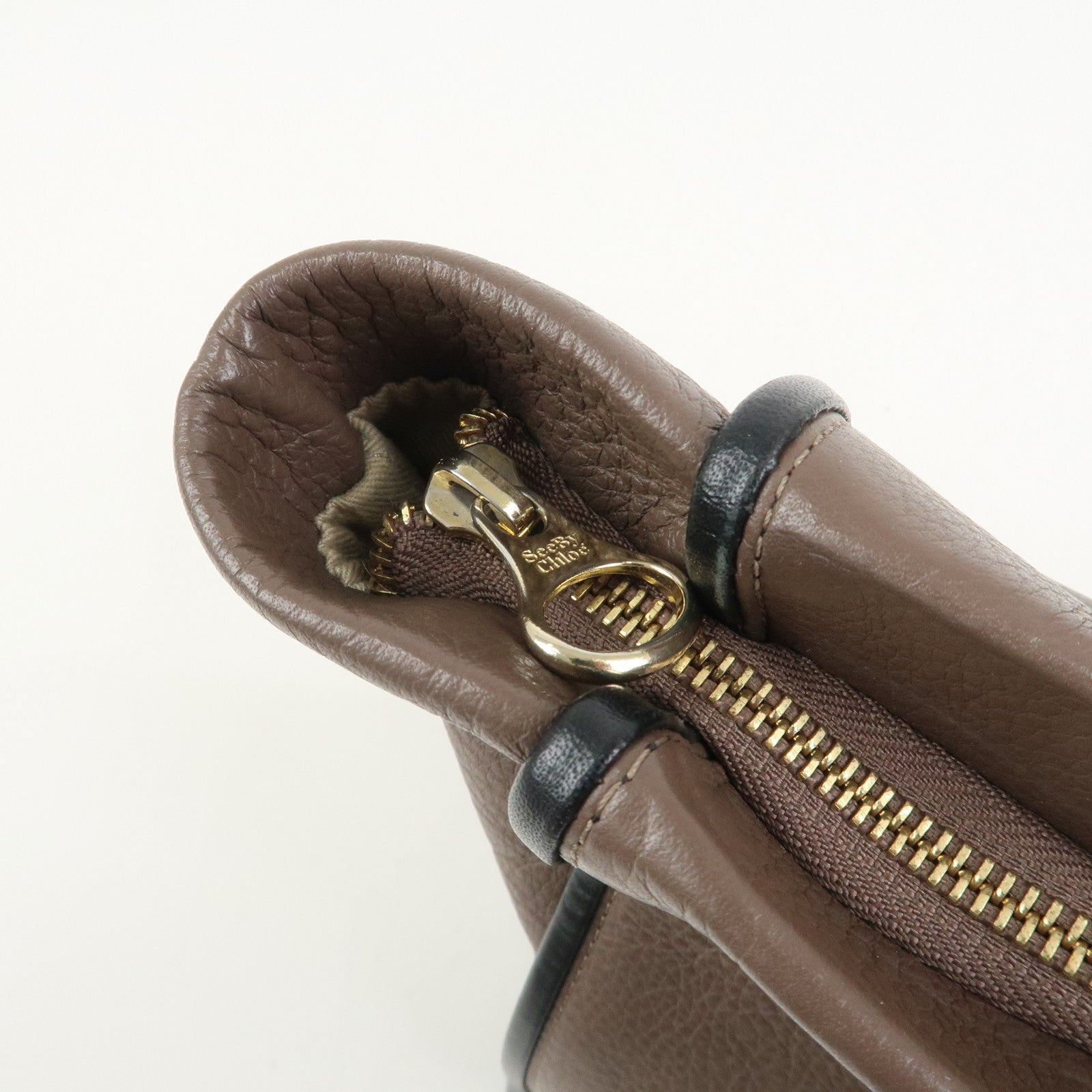 Chloe See by Chloe Leather Tote Bag Hand Bag Gray