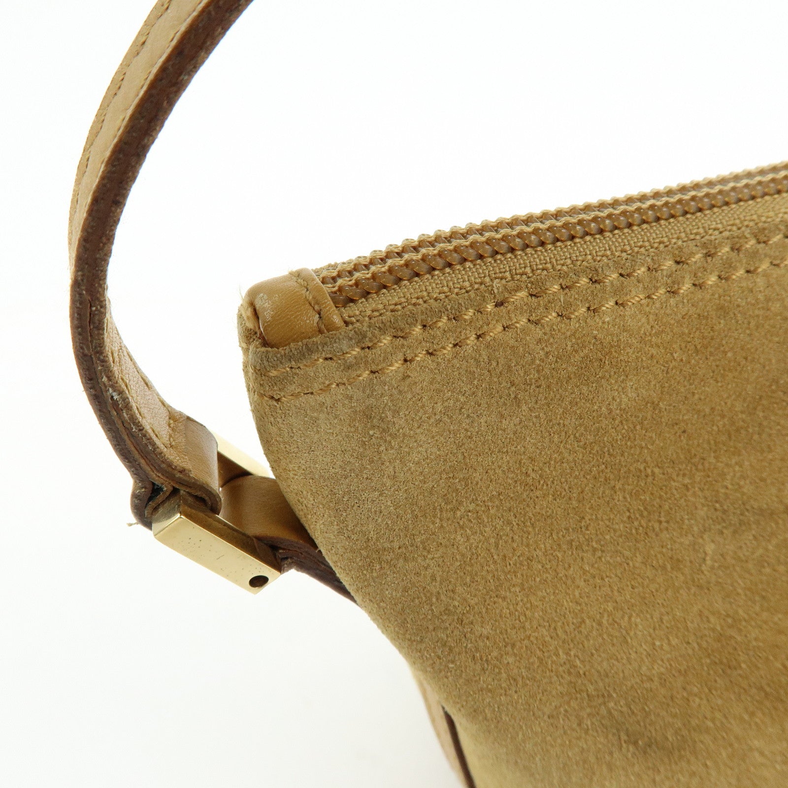 GUCCI Boat Bag Suede Leather Pouch Hand Bag Brown 039.1103