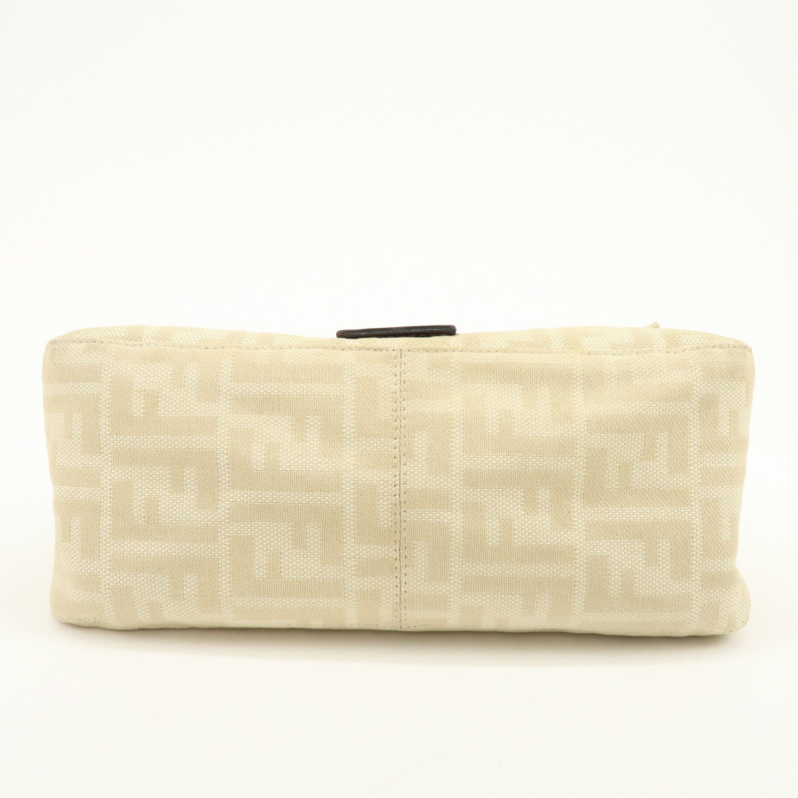 FENDI Mamma Baguette Zucca Canvas Leather Shoulder Bag Ivory 26325