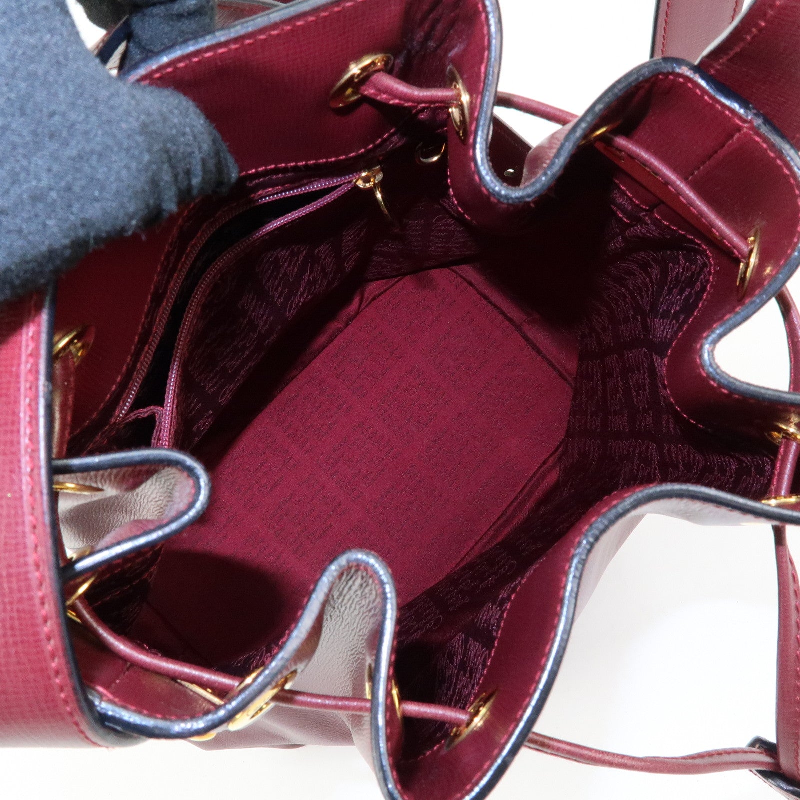 Cartier Must de Cartier Leather Drawstring Shoulder Bag Bordeaux