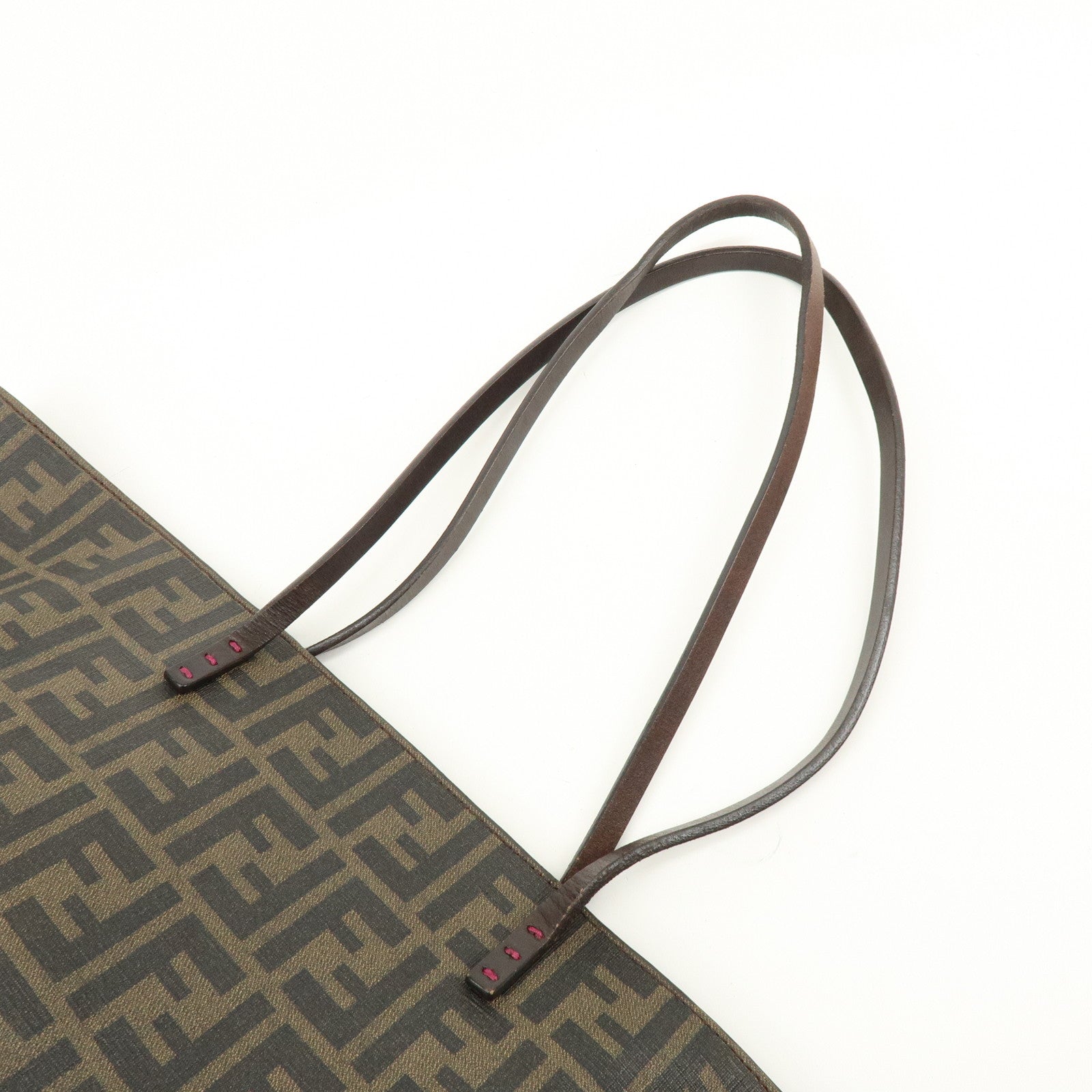 FENDI Zucca PVC Leather Tote Bag Shoulder Bag Brown Pink 8BH185