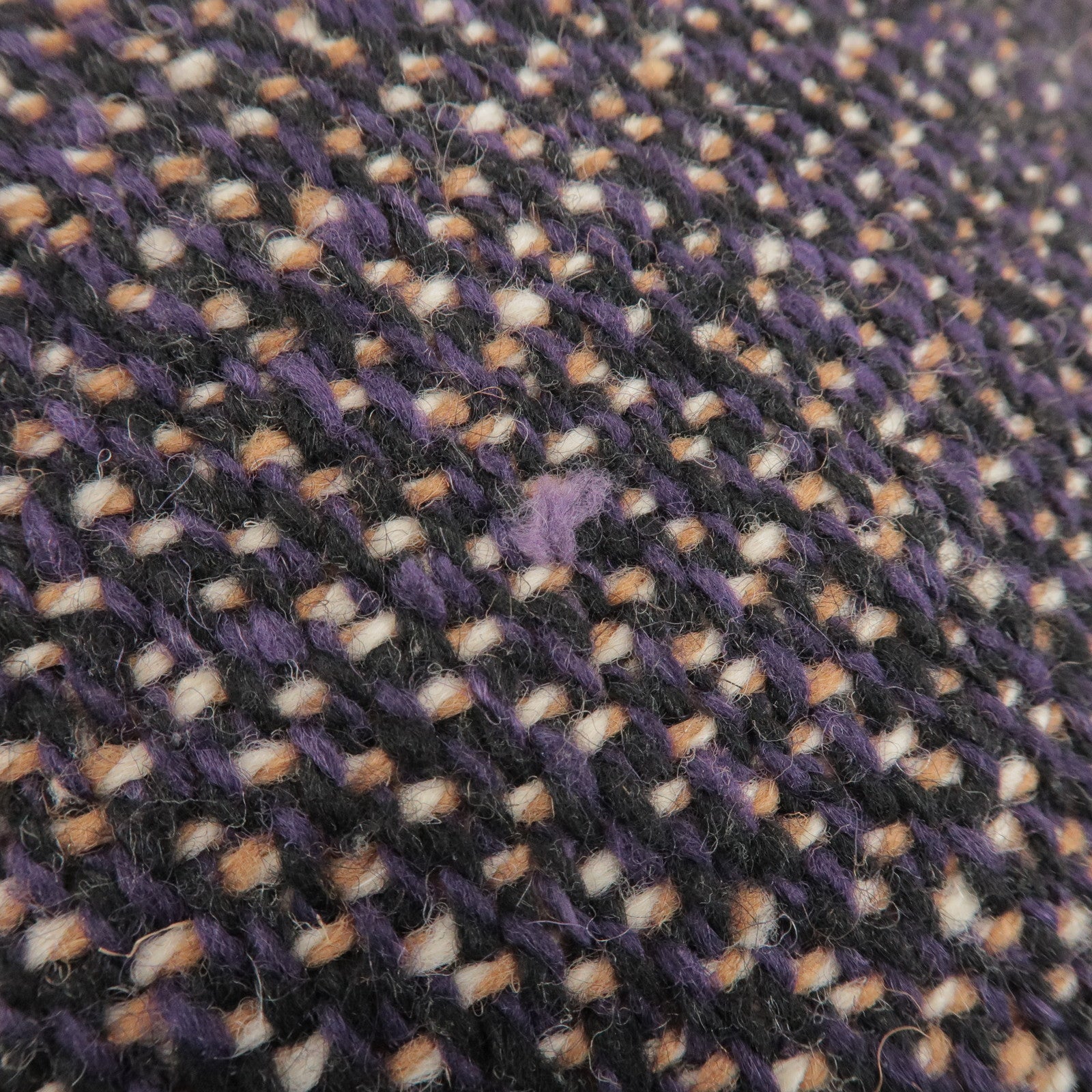 PRADA Triangle Logo Wool Leather Tote Bag Hand Bag Purple