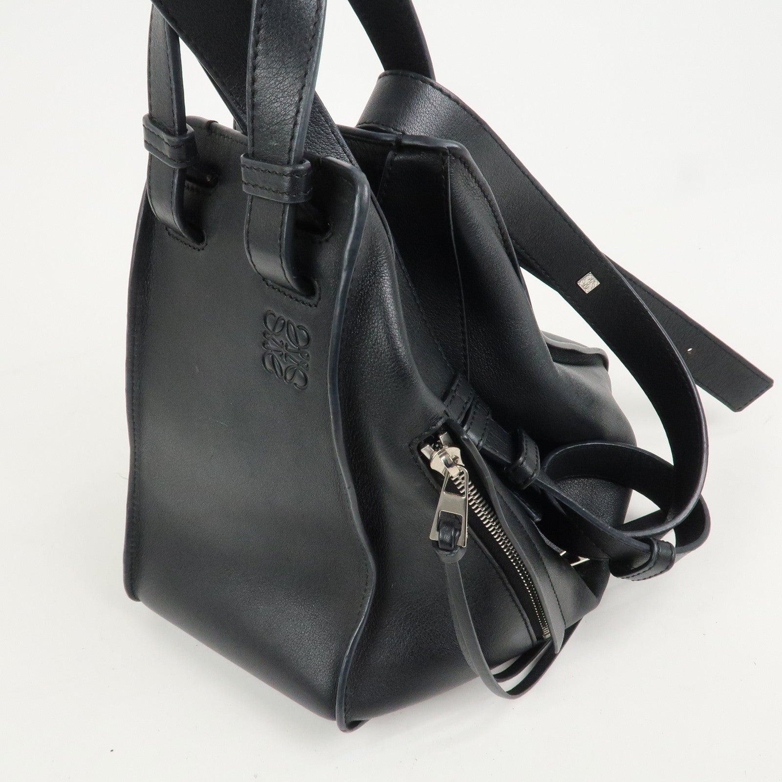 LOEWE Anagram Leather Hammock Small Shoulder Bag Black