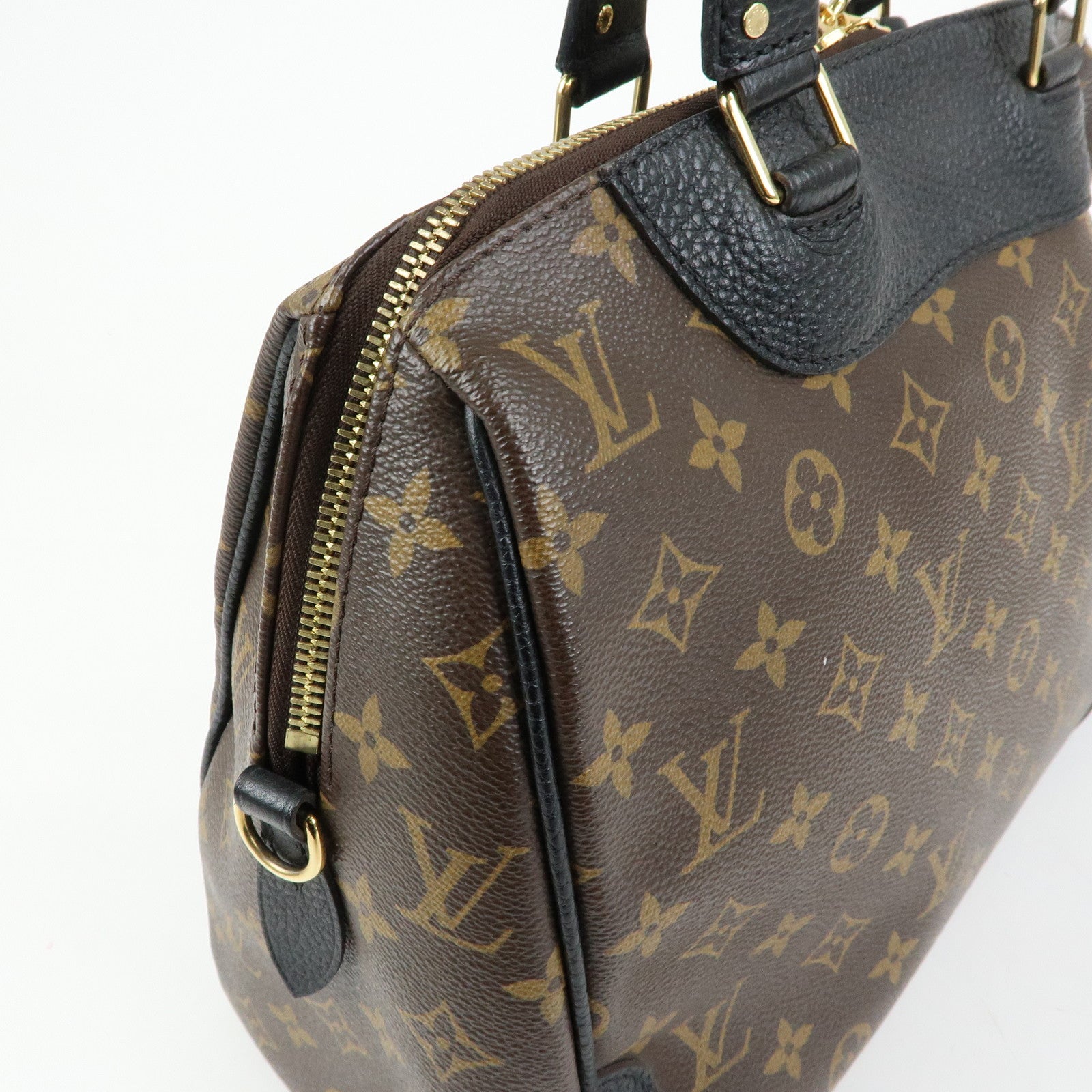 Louis Vuitton Monogram Canvas Leather Retiro Hand Bag Brown M50058