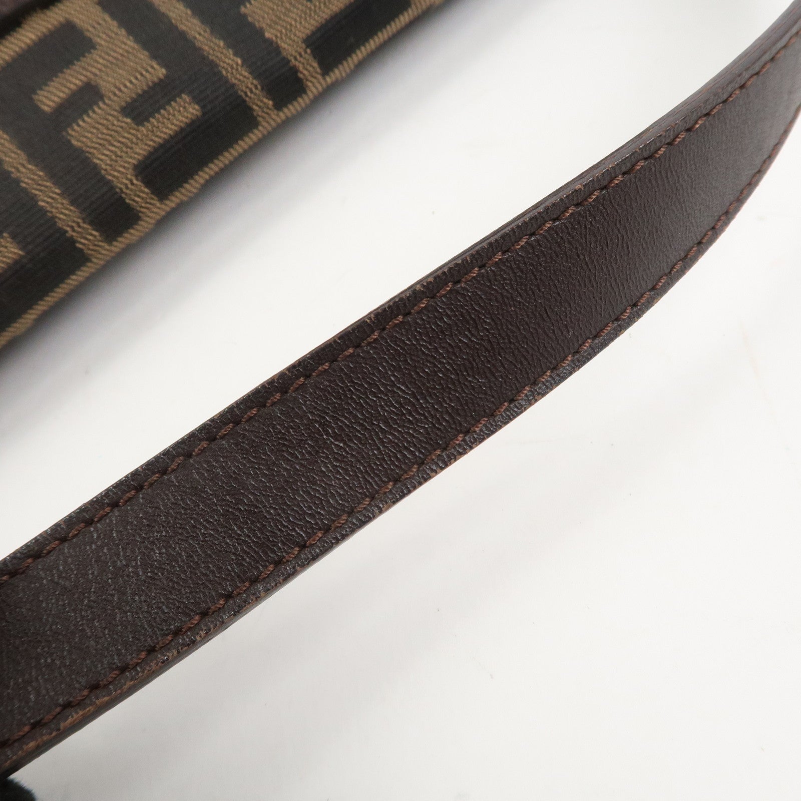 FENDI Zucca Mamma Baguette Canvas Leather Shoulder Bag Brown 26424