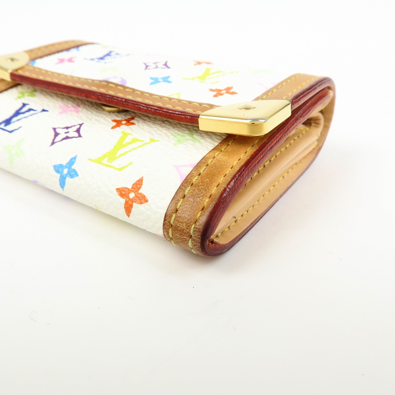 Louis Vuitton Multicolor Porte Monnaie Plat Coin Case Blanc M92657