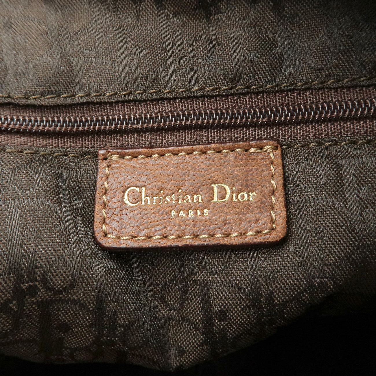 Christian Dior Leather Shoulder Bag Hand Bag Brown Beige