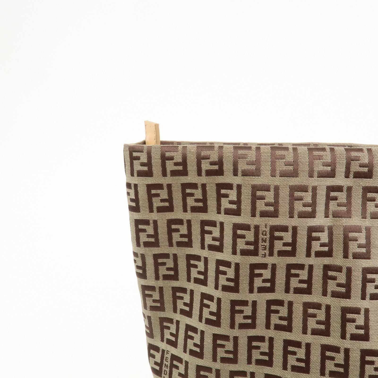 FENDI Zucchino Canvas Leather Tote Bag Shoulder Bag Brown 8BH026