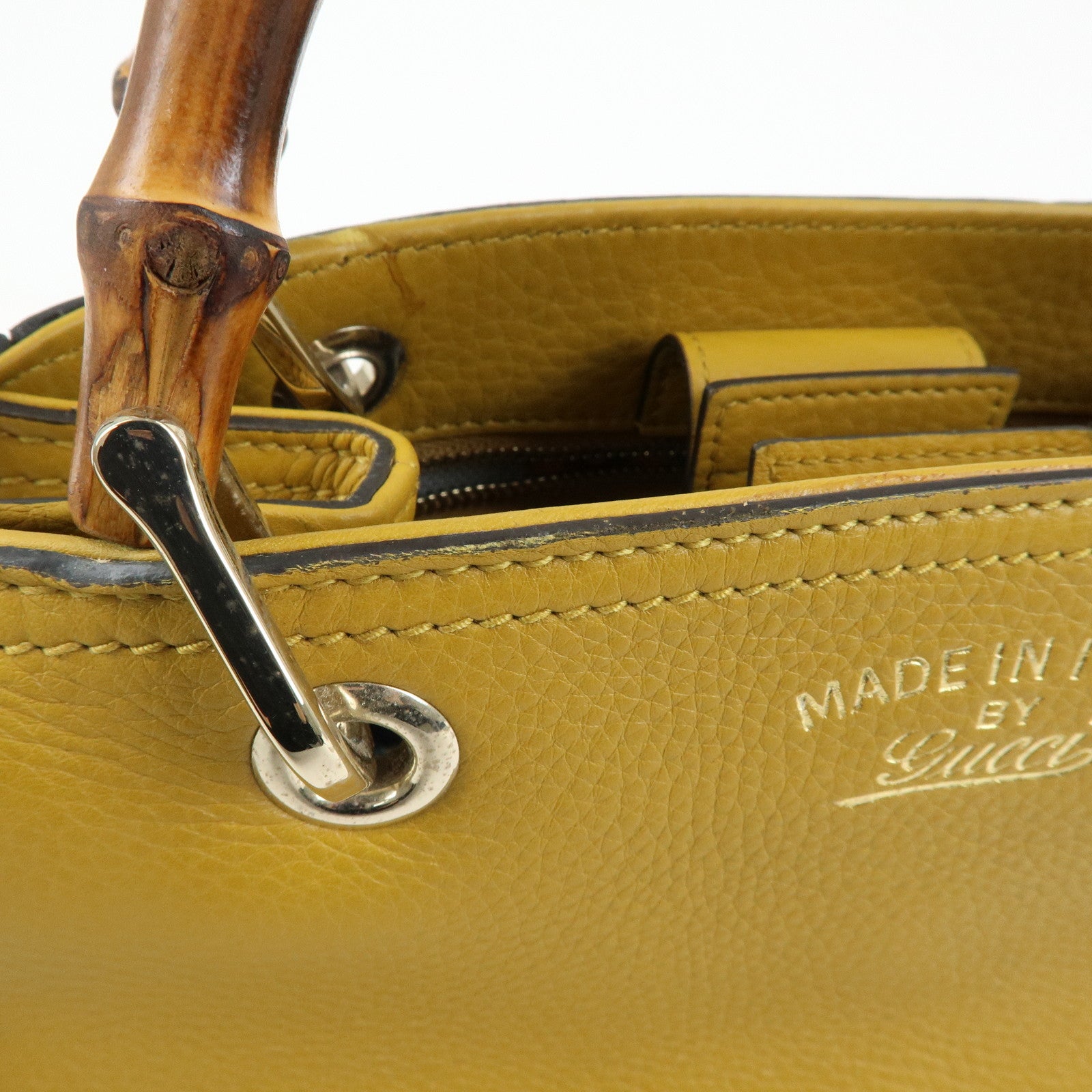 GUCCI Bamboo Leather 2Way Bag GUCCI 50years in Japan Mustard 336032