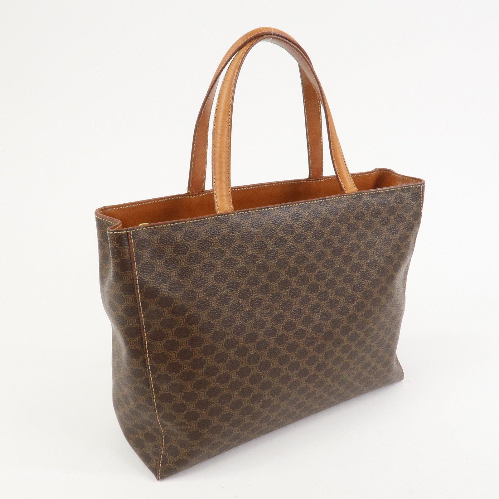 CELINE Macadam PVC Leather Hand Bag Tote Bag Brown
