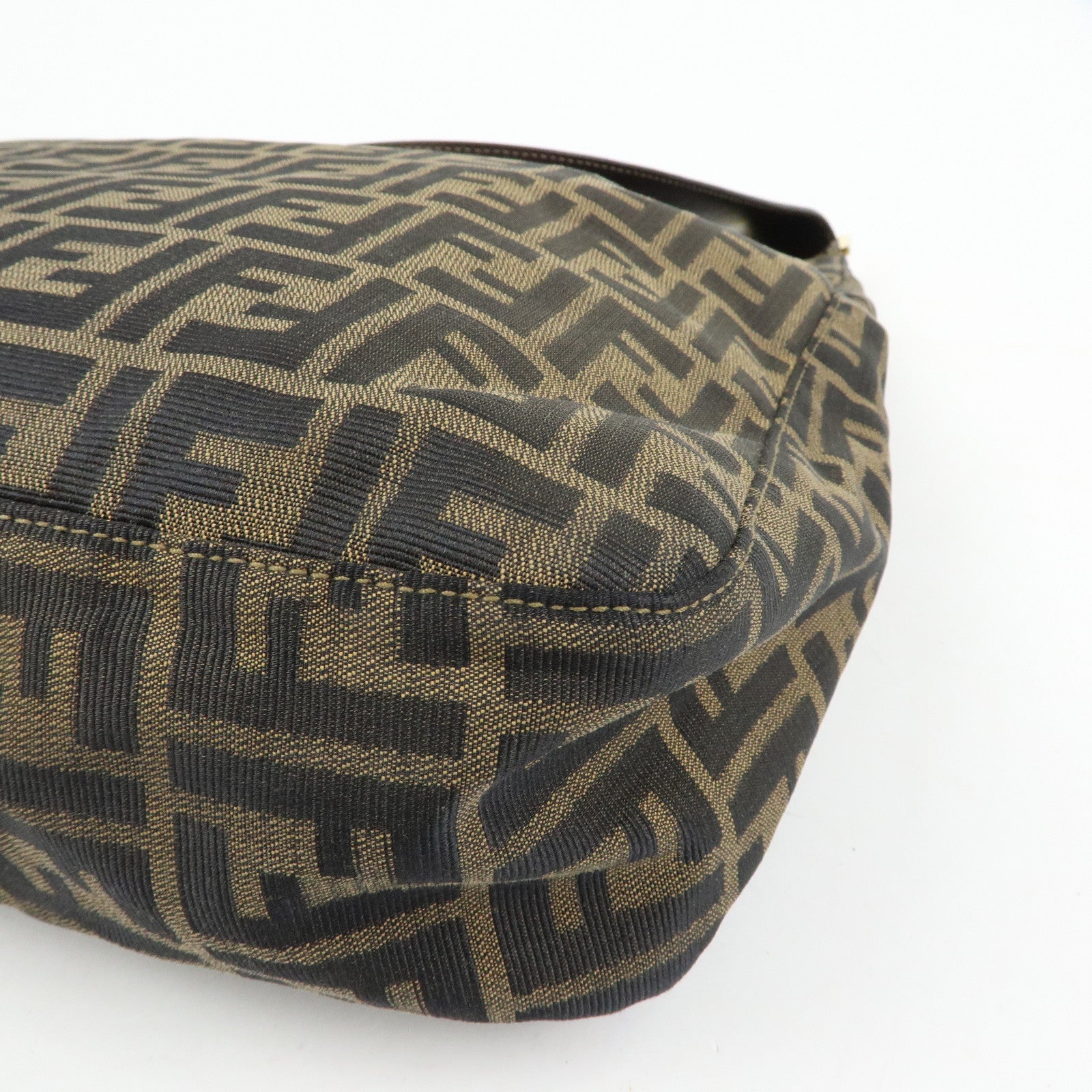 FENDI Zucca Canvas Leather Shoulder Bag Hand Bag Brown