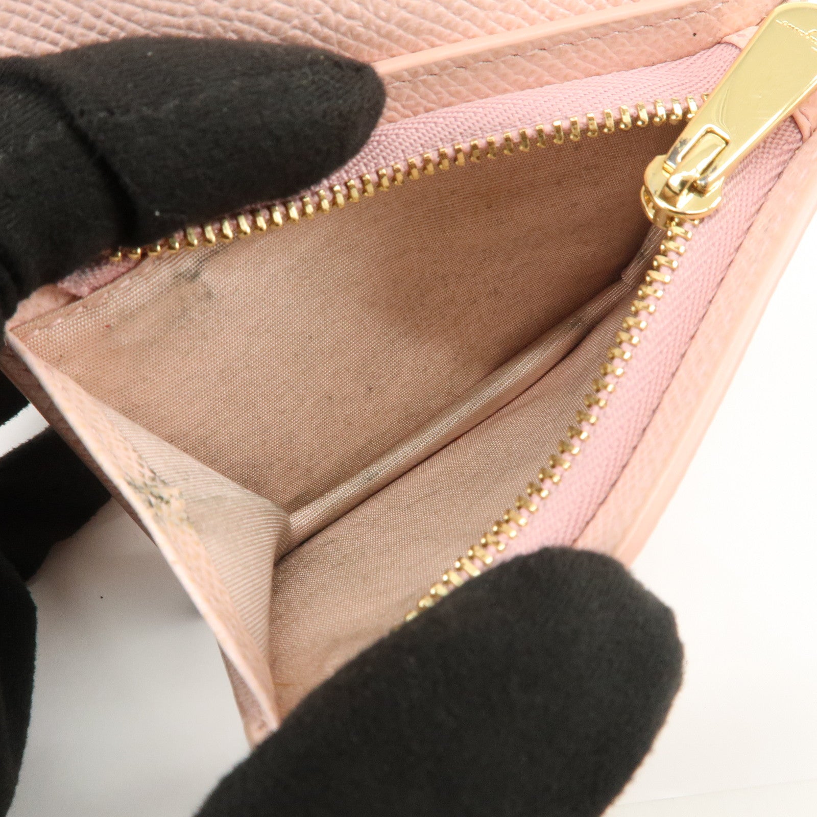 Ferragamo Gancini Vara Ribbon Set of 2 Wallet Black Pink