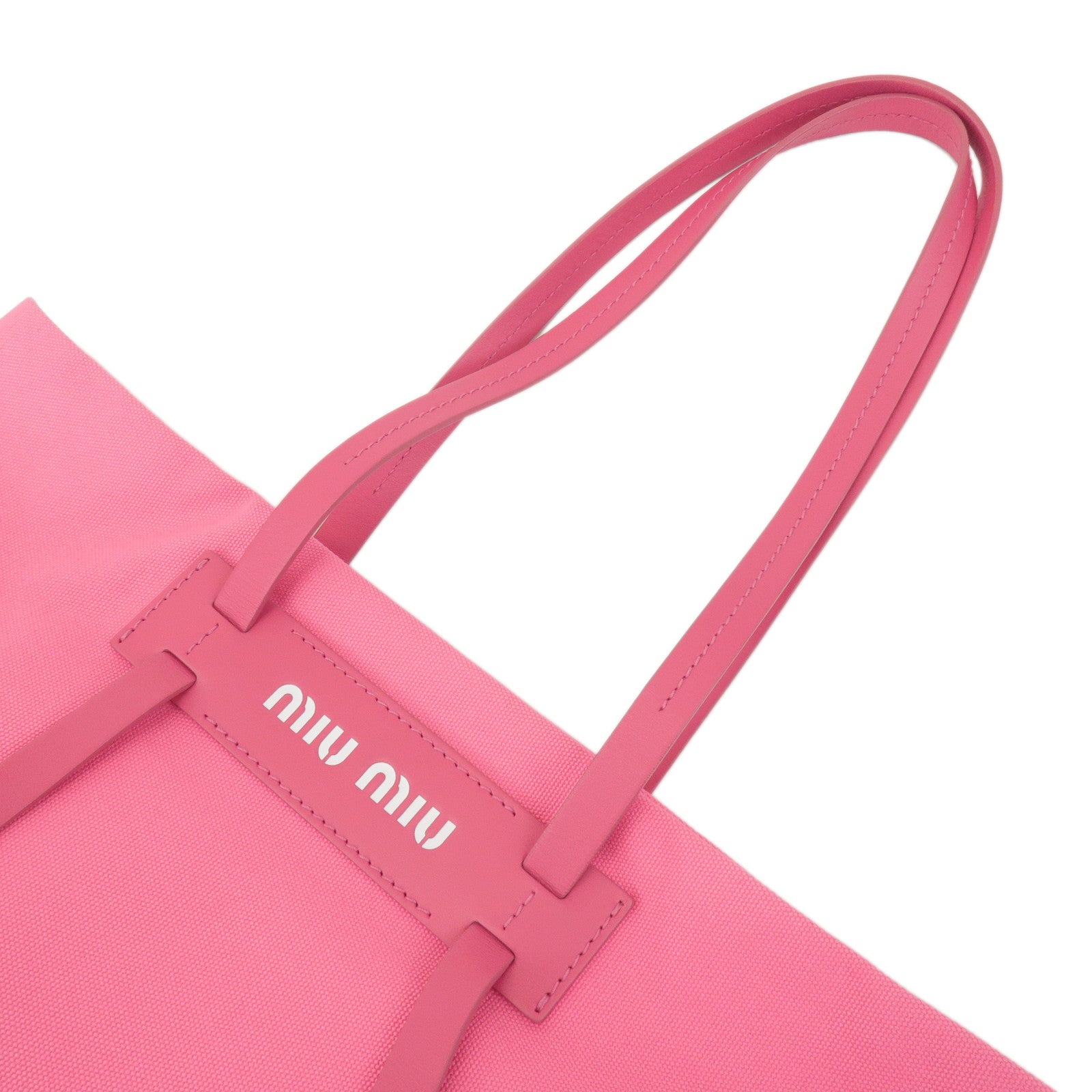 MIU MIU Canvas Leather Tote Bag Shoulder Bag Pink 5BG116