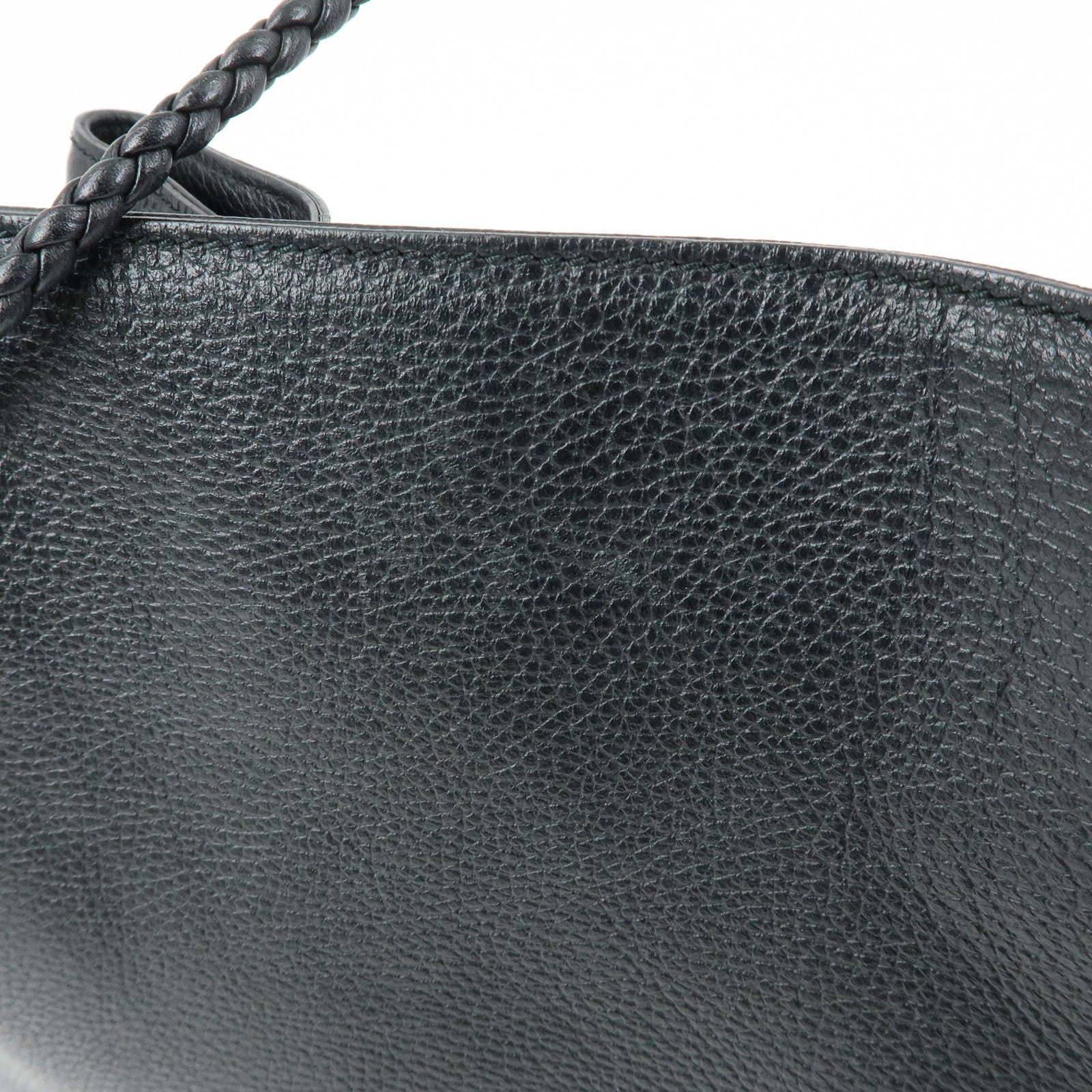 GUCCI Logo Leather Tote Bag Shoulder Bag Black 380118