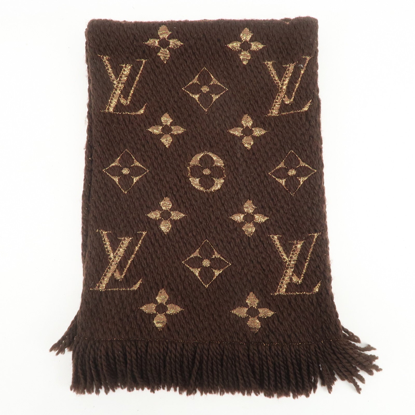 Louis Vuitton Echarpe Logomania Shine Wool Silk Scarf Brown M71383