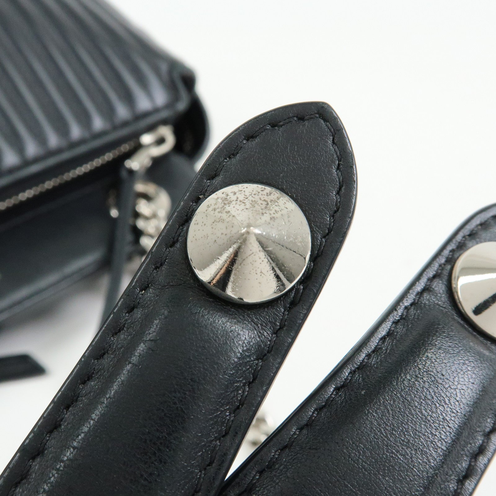 FENDI Dotcom Leather 2Way Bag Hand Bag Shoulder Bag Black 8BN299