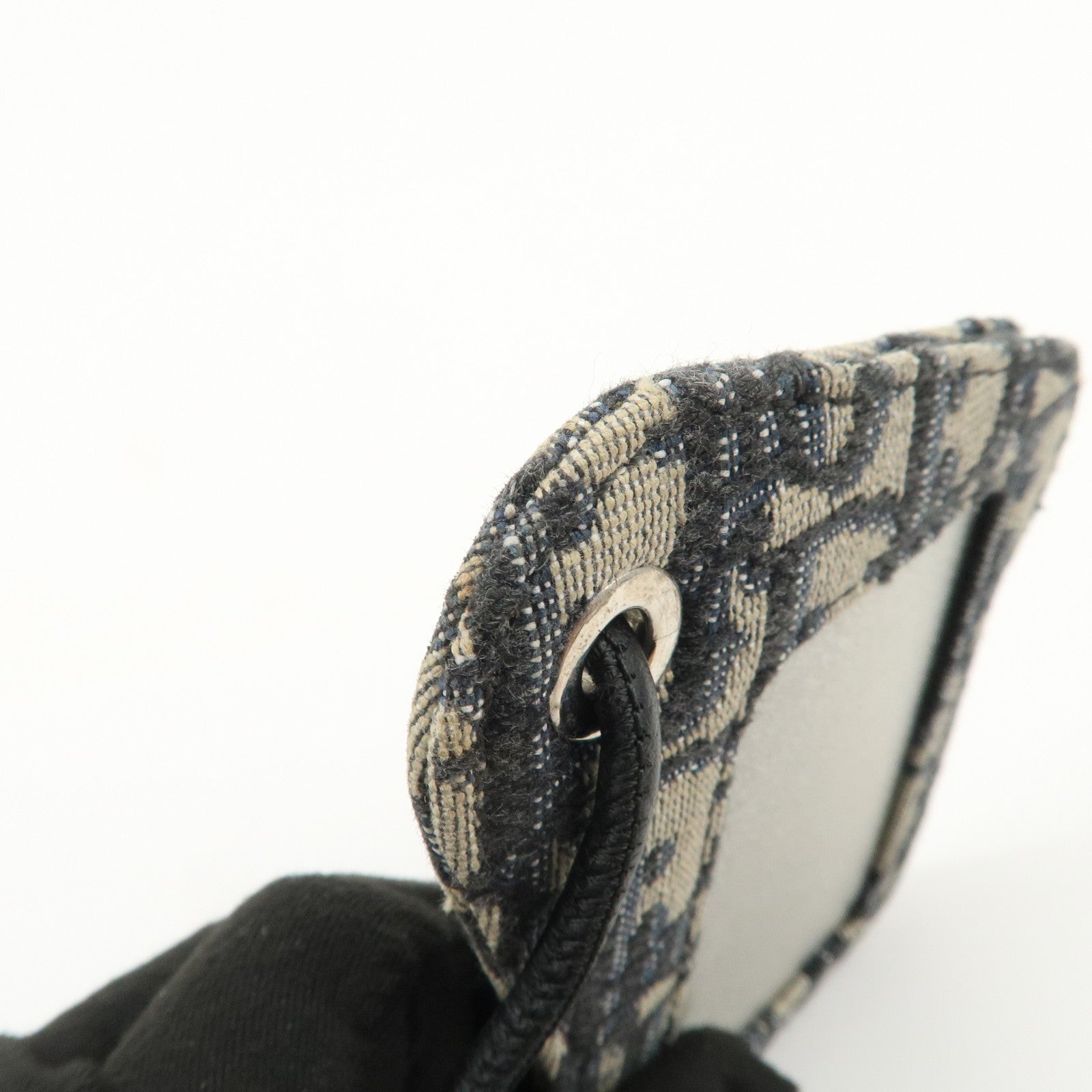 Christian Dior Oblique Jacquard Leather Card Case Card Holder Navy