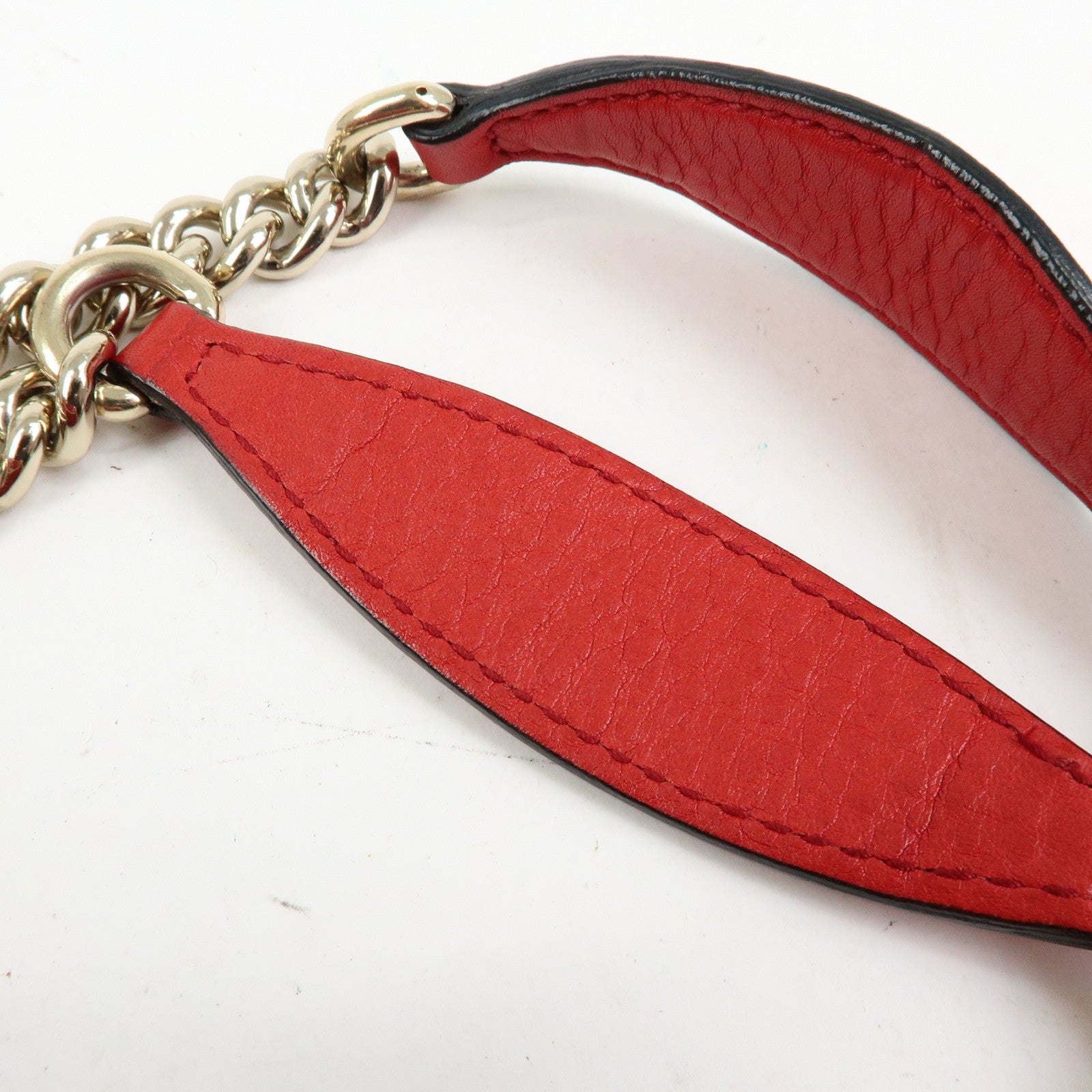 GUCCI SOHO Interlocking G Leather Chain Shoulder Bag Red 353126