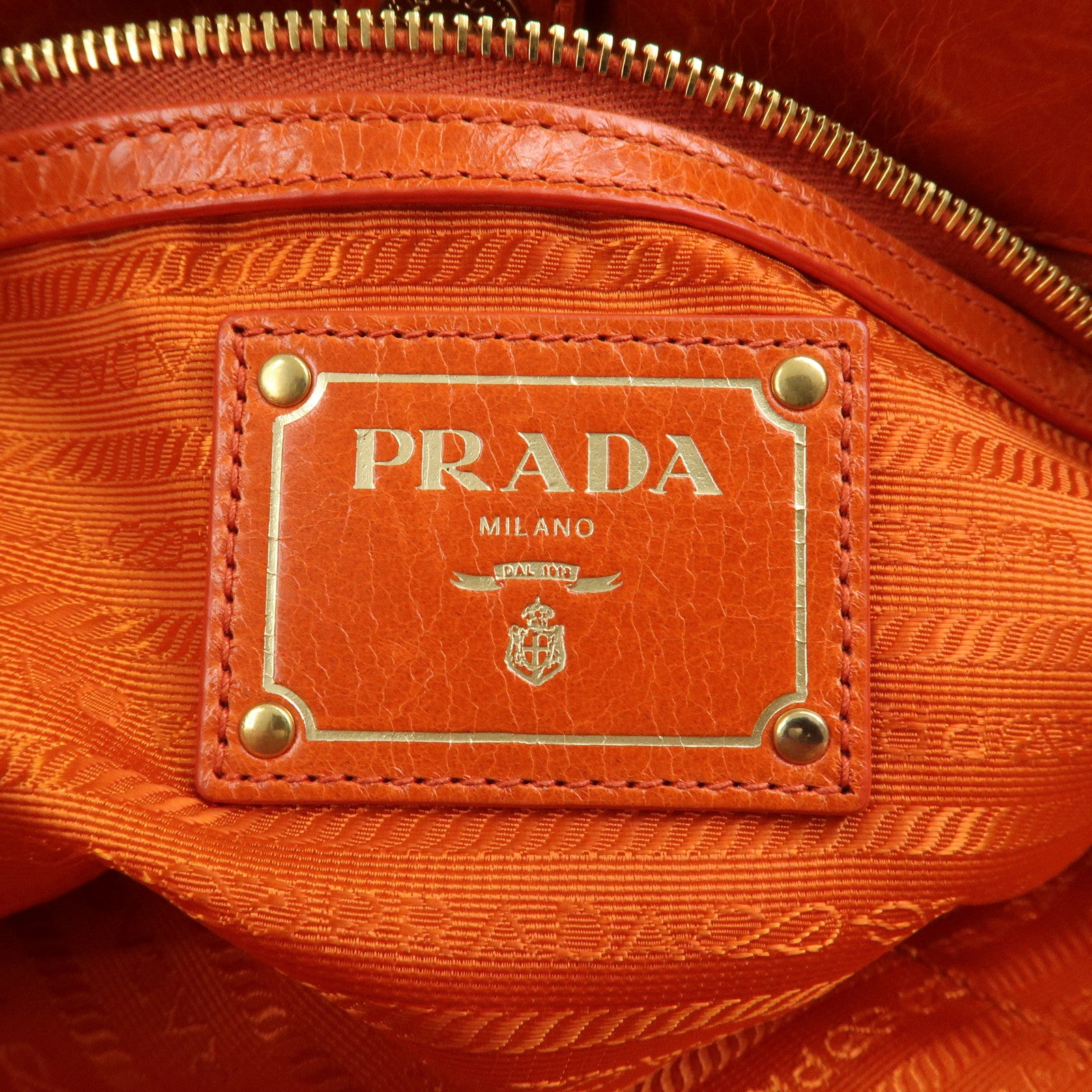 PRADA Logo Leather 2Way Bag Hand Bag Shoulder Bag Orange BN2326
