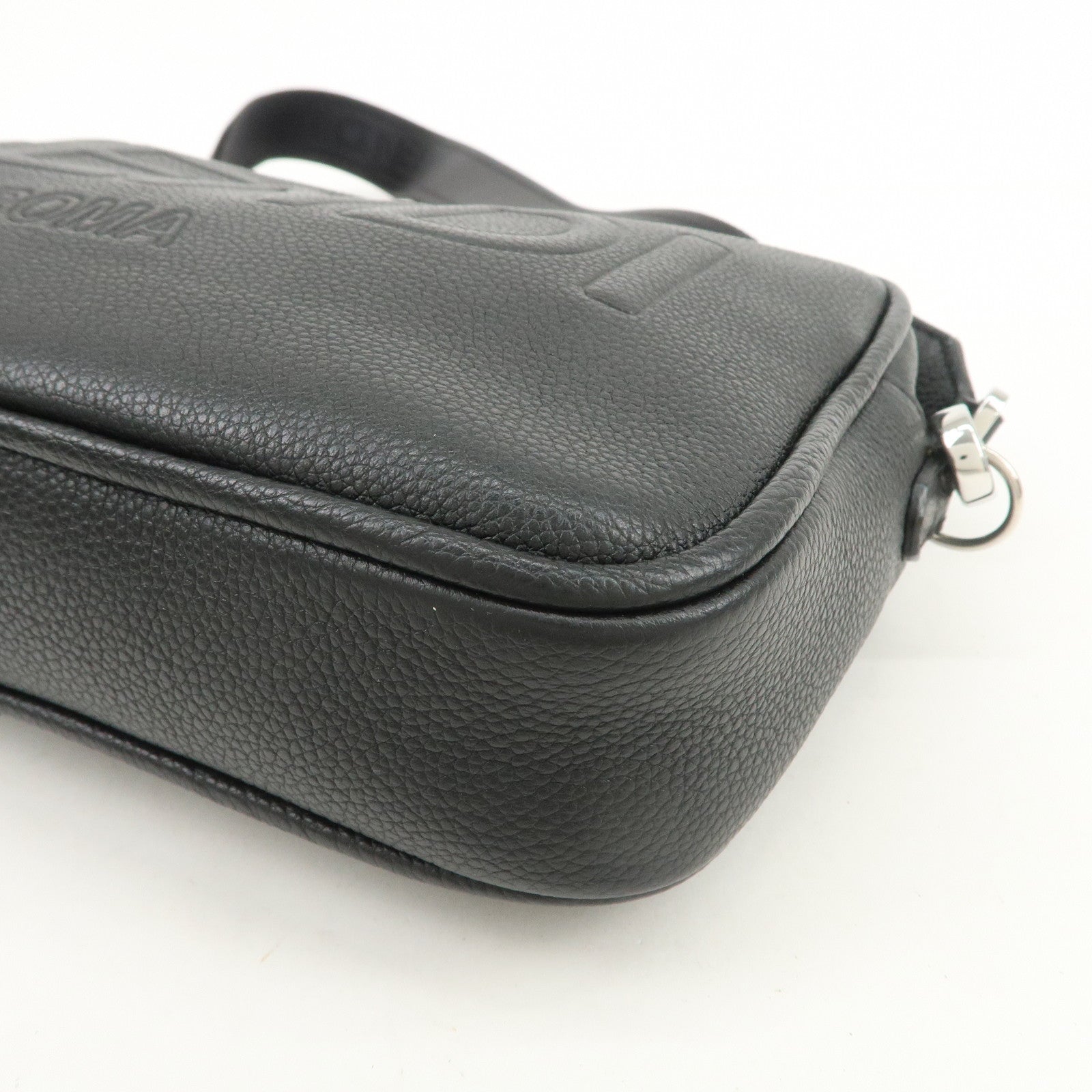 FENDI Logo Leather Camera Case Shoulder Bag Black 7M0286