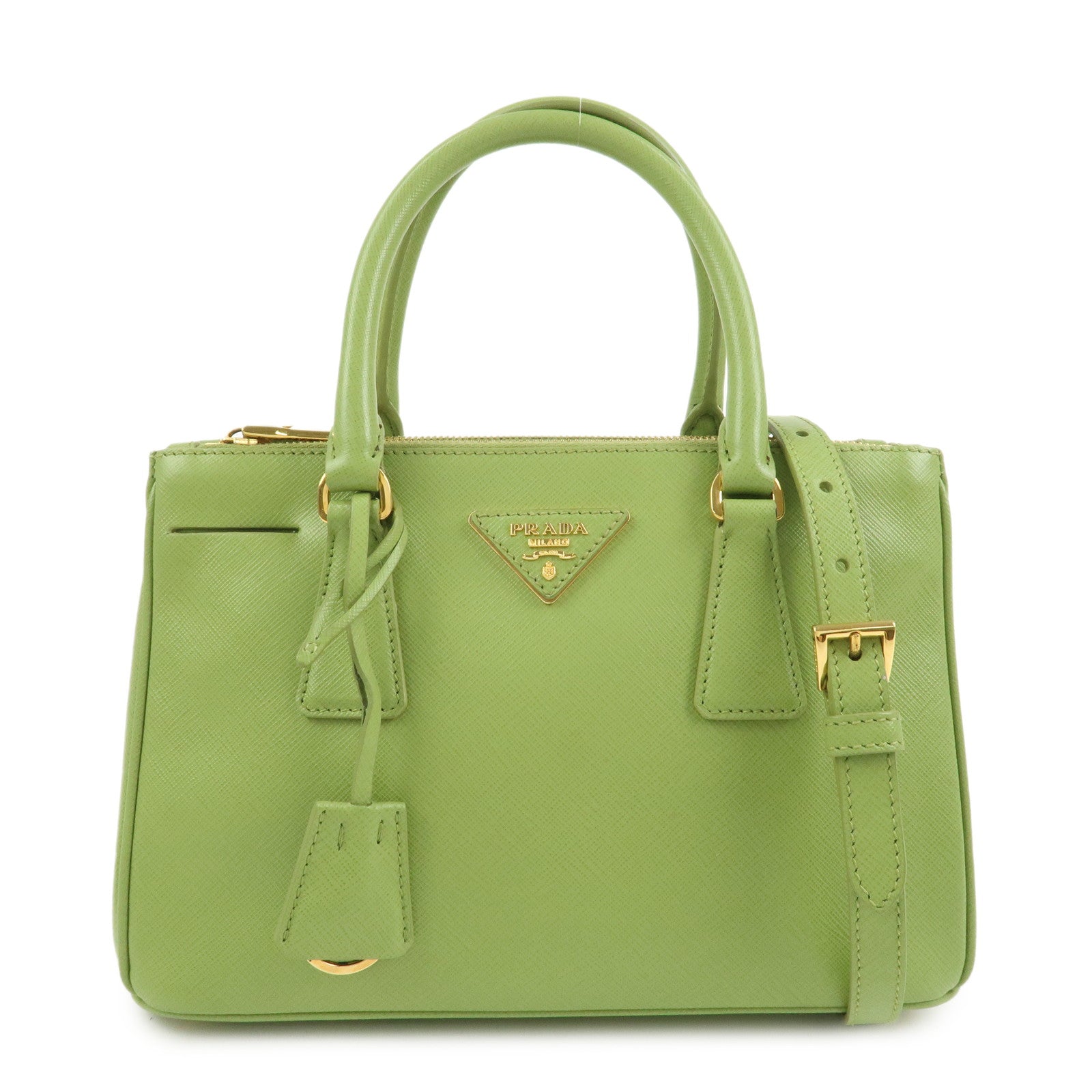 PRADA Galleria 2WAY Bag Hand Bag Shoulder Bag Light Green BN2316