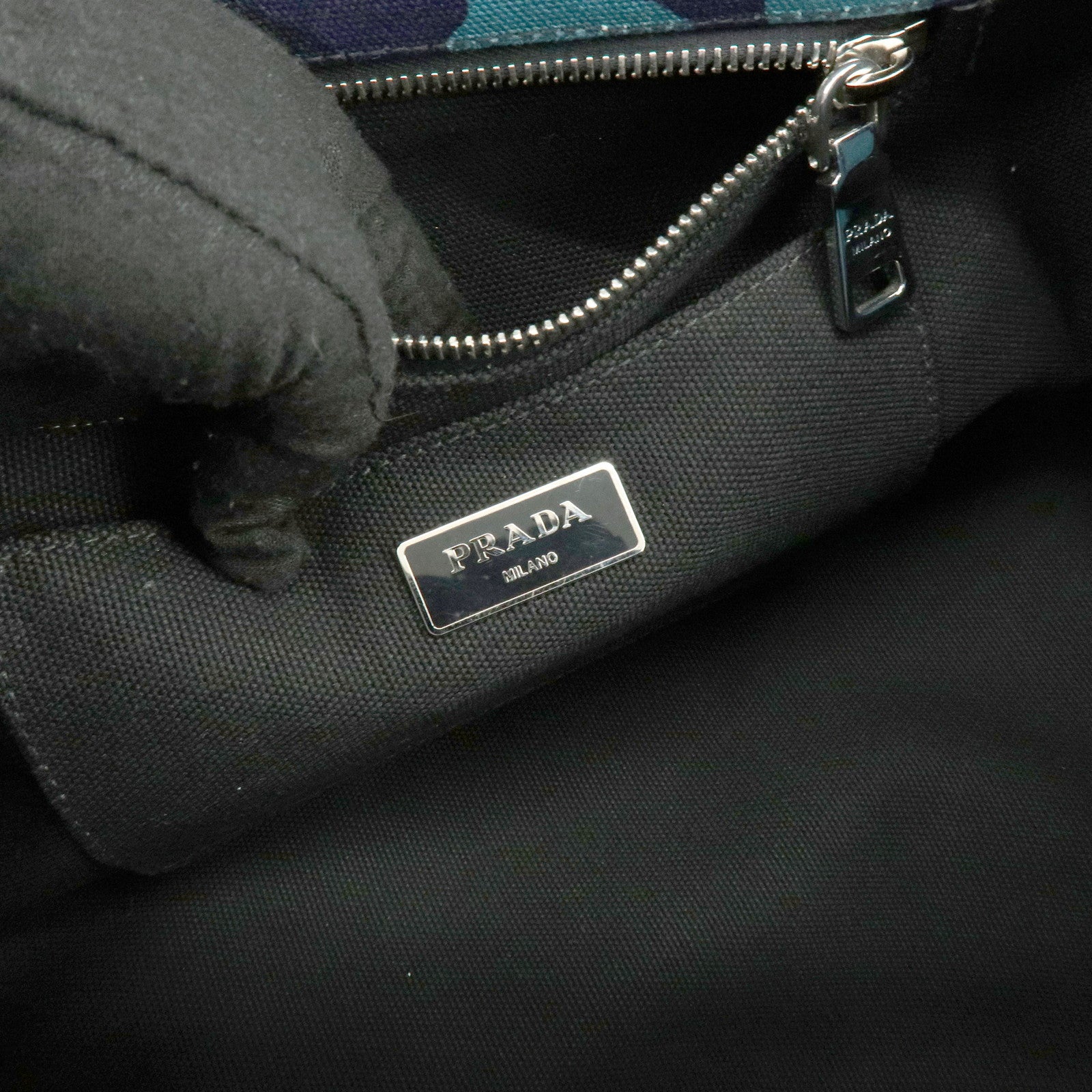 PRADA Triangle Logo Canapa Canvas 2Way Hand Bag Camouflage B2642B