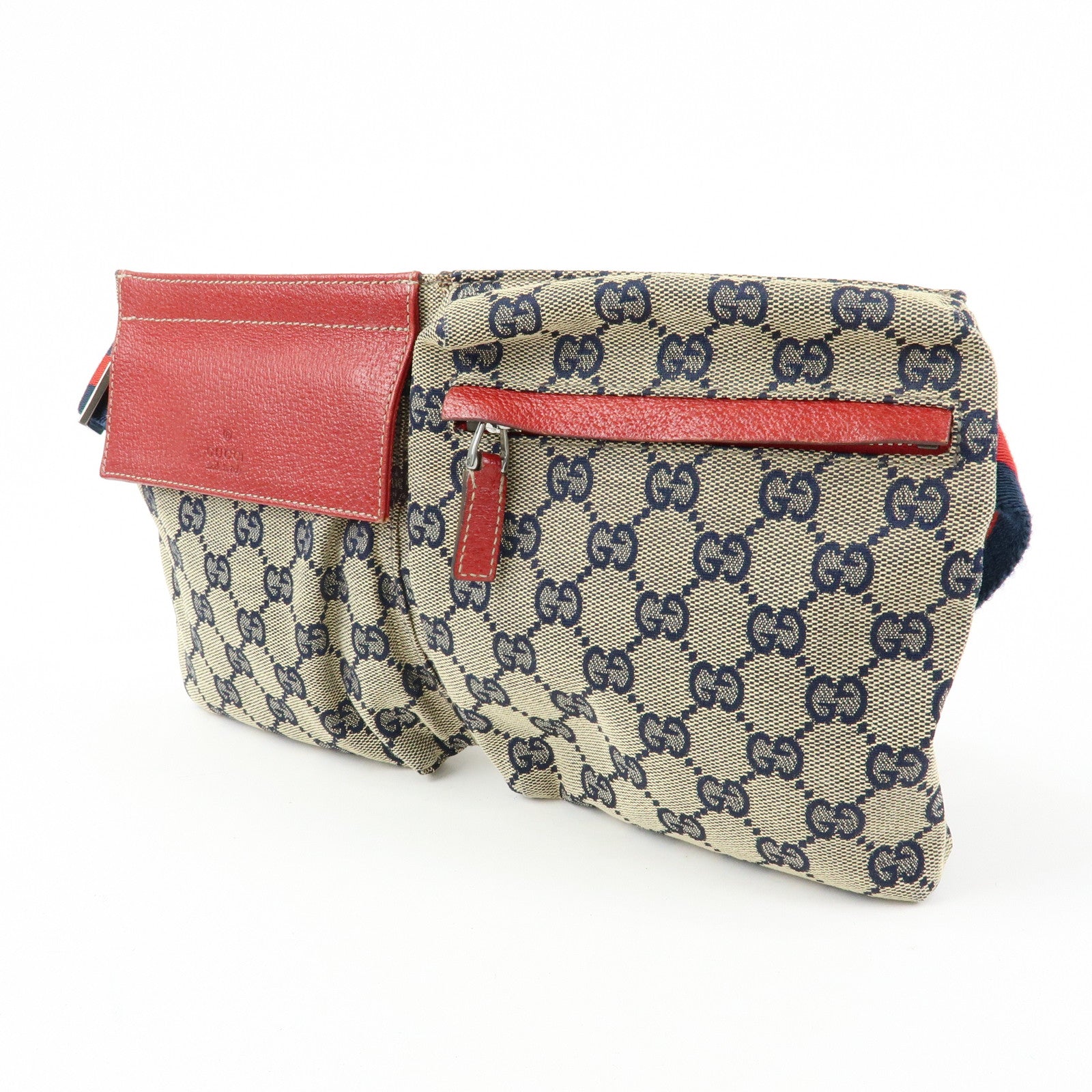 GUCCI Sherry GG Canvas Leather Waist Bag Crossbody Bag 28566