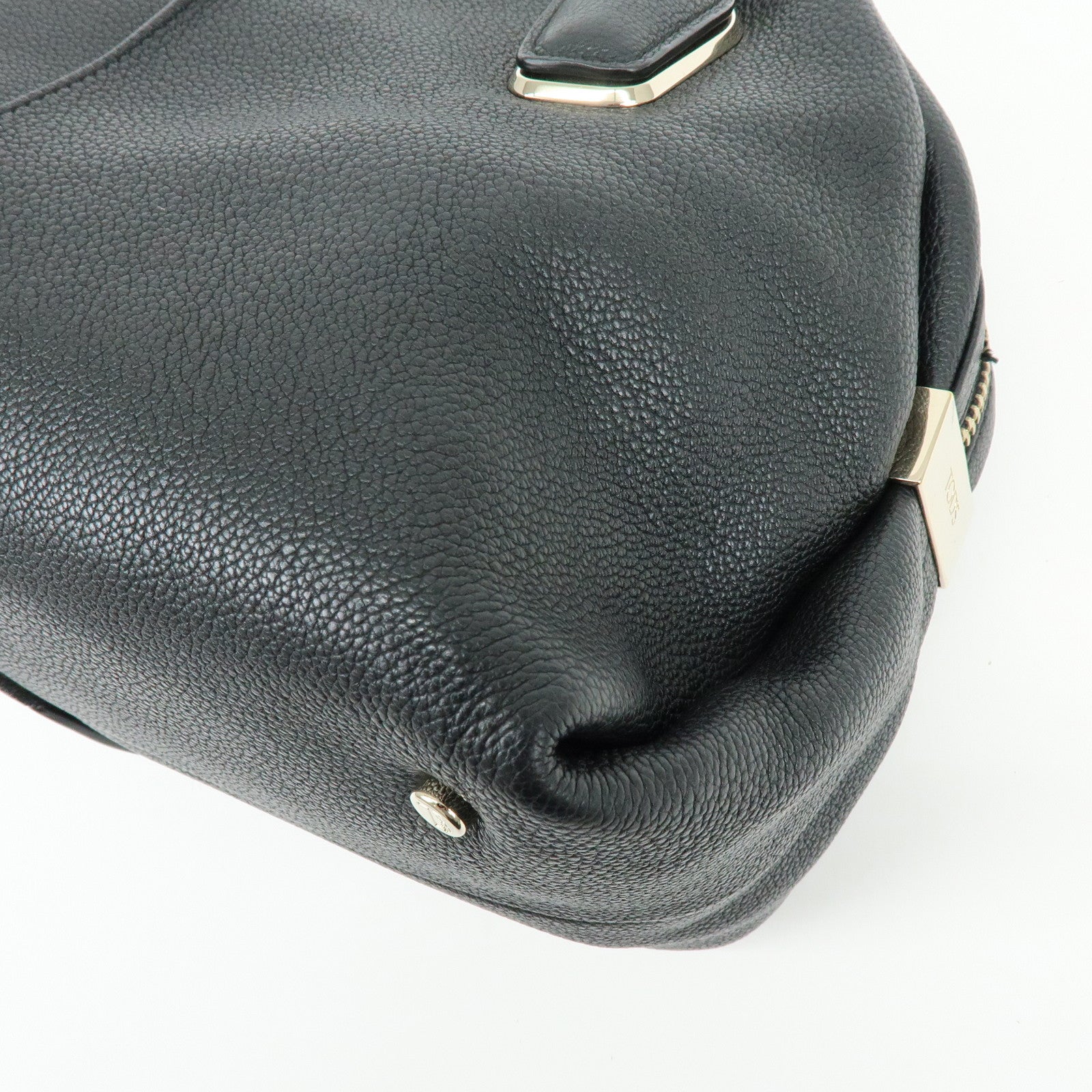 TOD'S Leather 2Way Bag Boston Bag Shoulder Bag Black