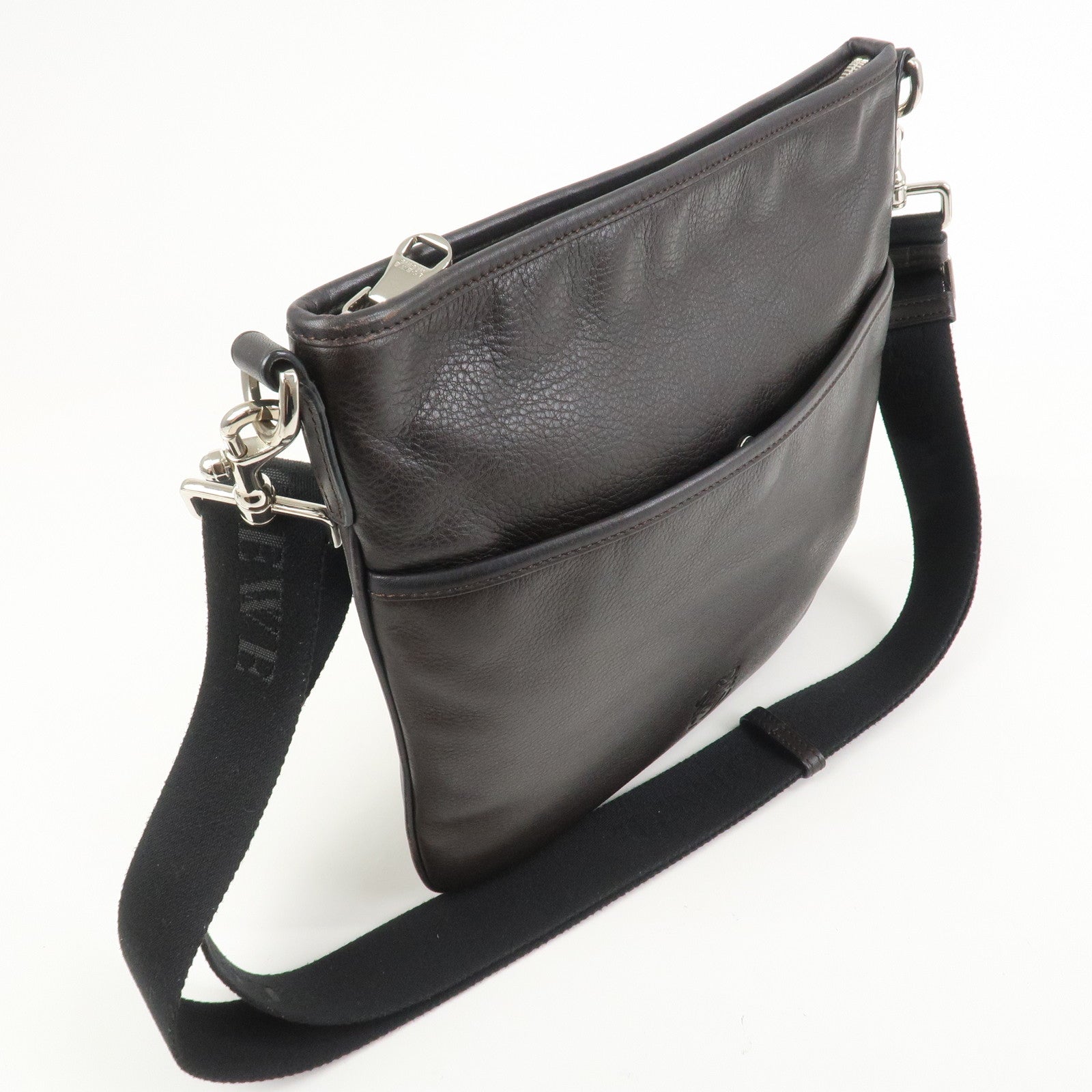 LOEWE Anagram Leather Shoulder Bag Crossbody Bag Dark Brown