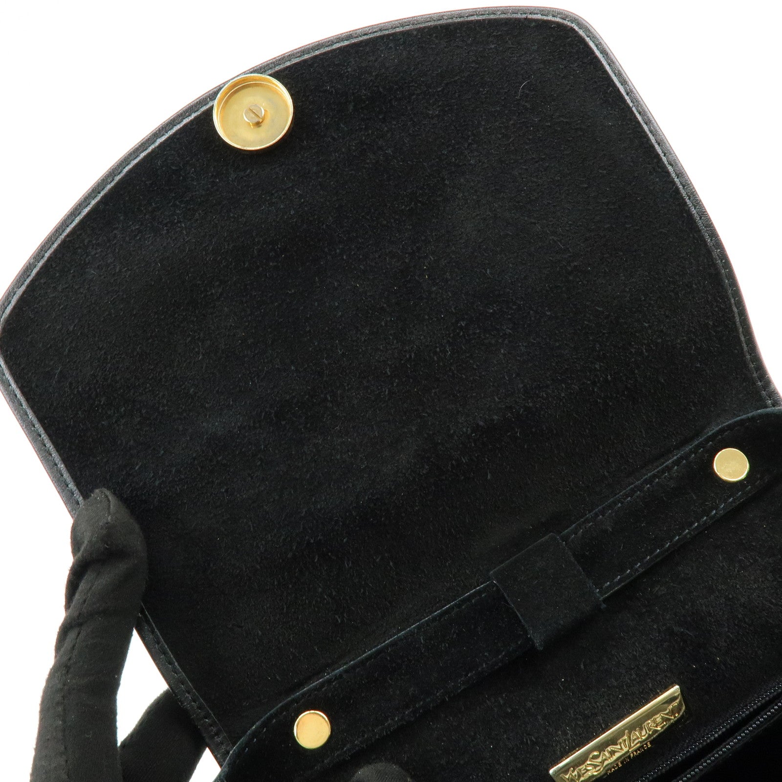 SAINT LAURENT PARIS Cassandra Suede Shoulder Crossbody Bag Black