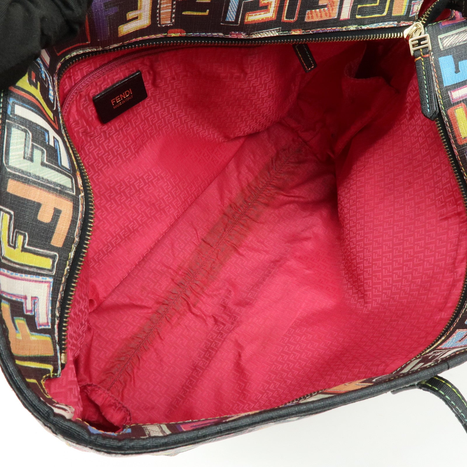 FENDI Zucca PVC Leather Tote Shoulder Bag Multicolor Black 8BH185